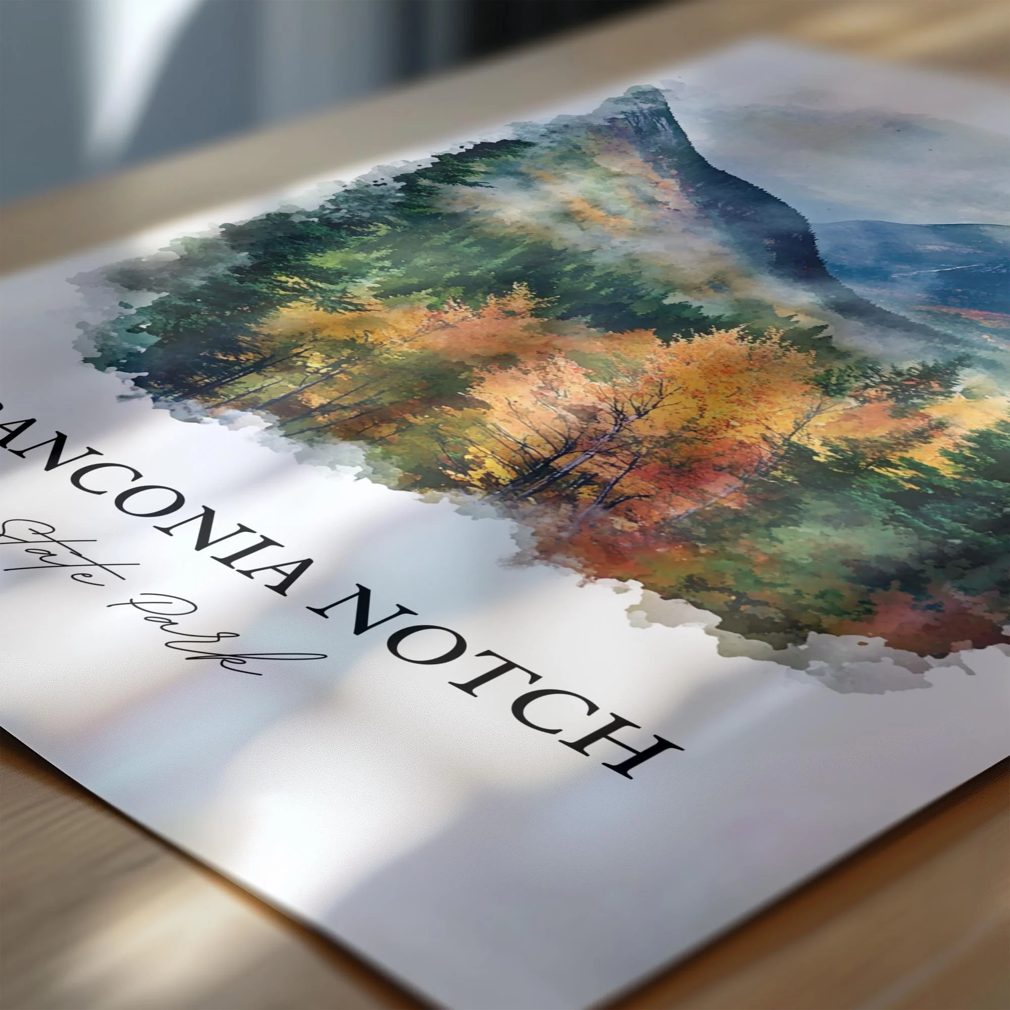 Franconia Notch State Park, USA – Watercolor Art Print - Image 2