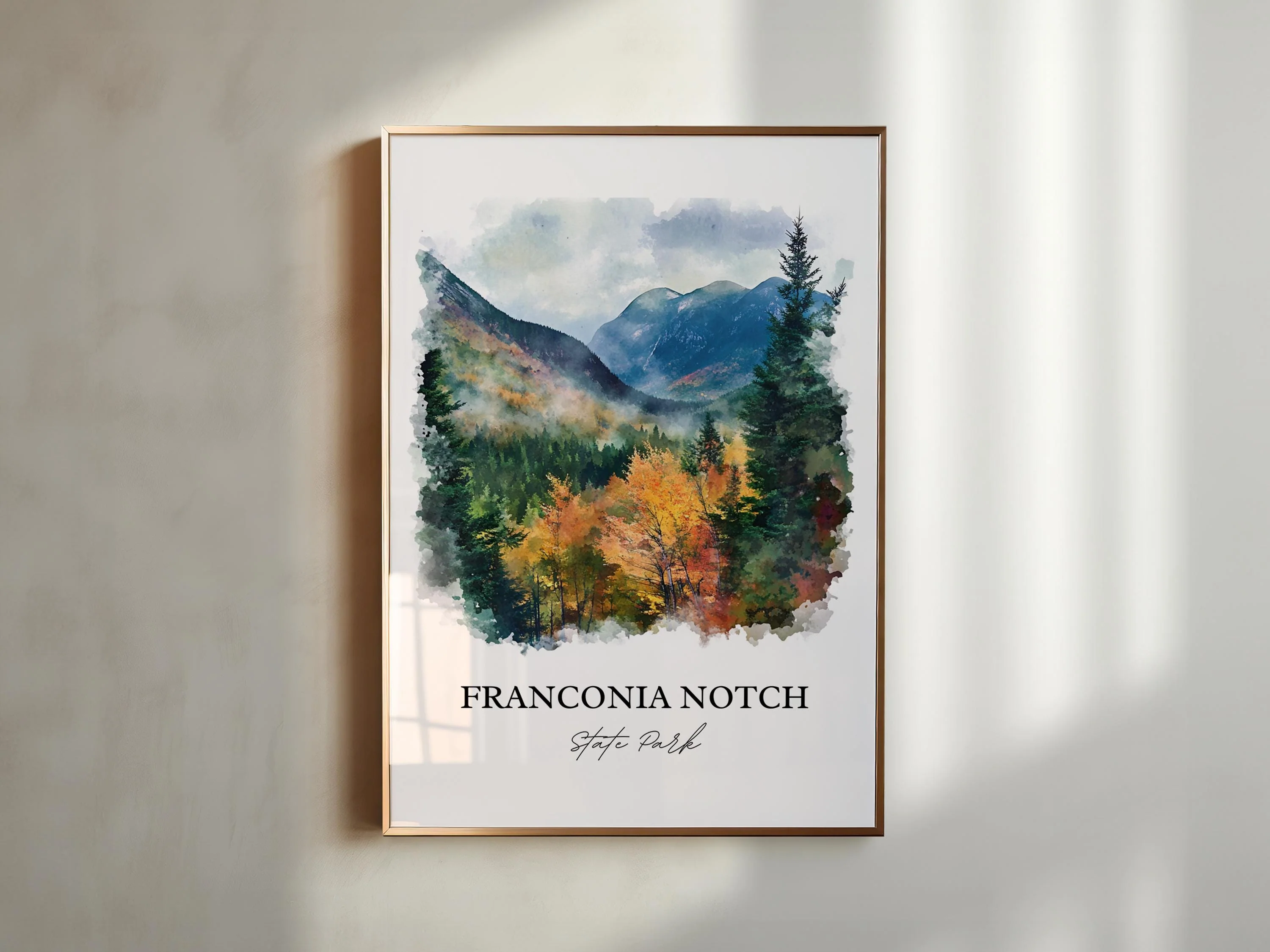 Franconia Notch State Park, USA – Watercolor Art Print - Image 3
