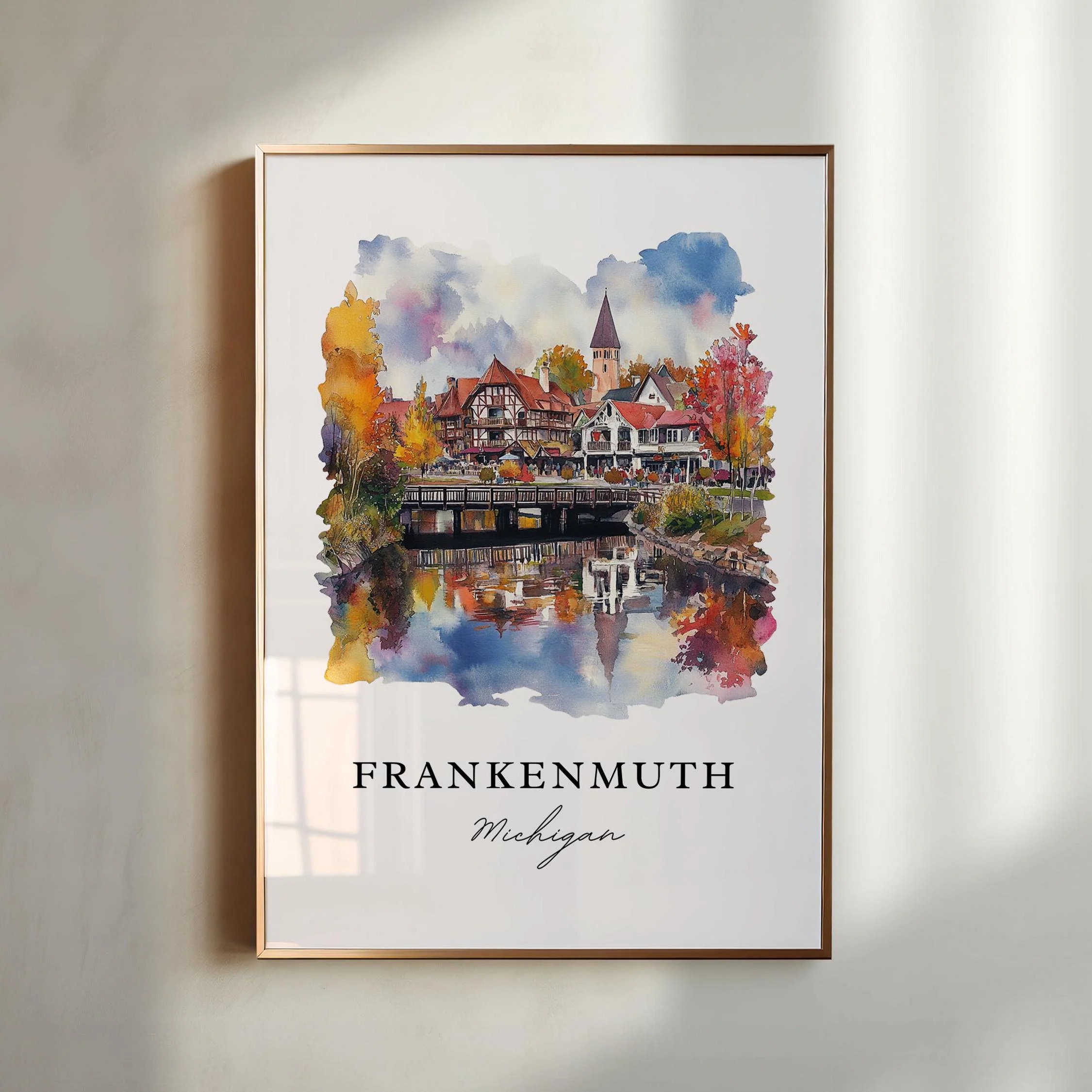 Frankenmuth, MI, USA – Watercolor Art Print