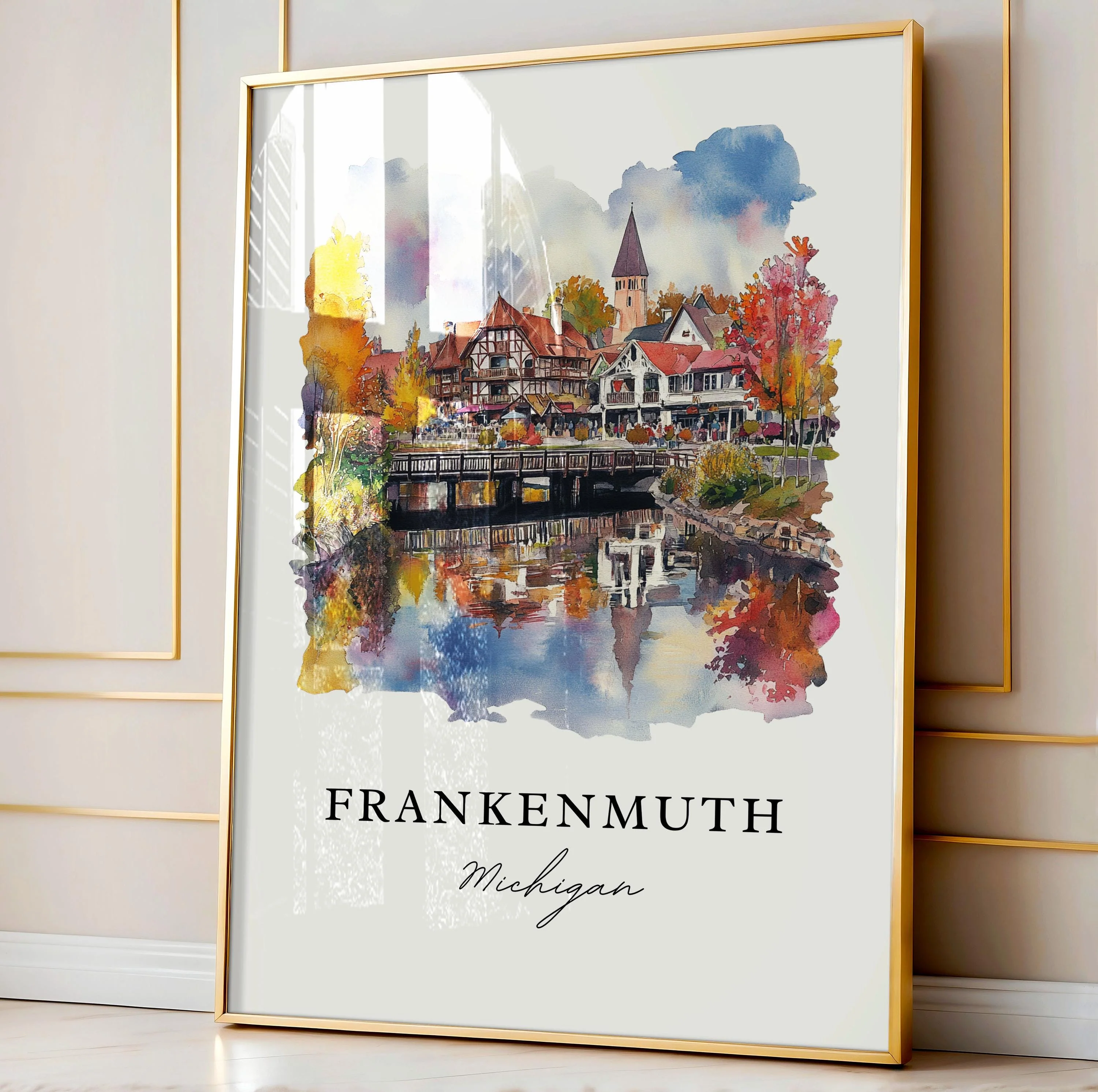 Frankenmuth, MI, USA – Watercolor Art Print - Image 4