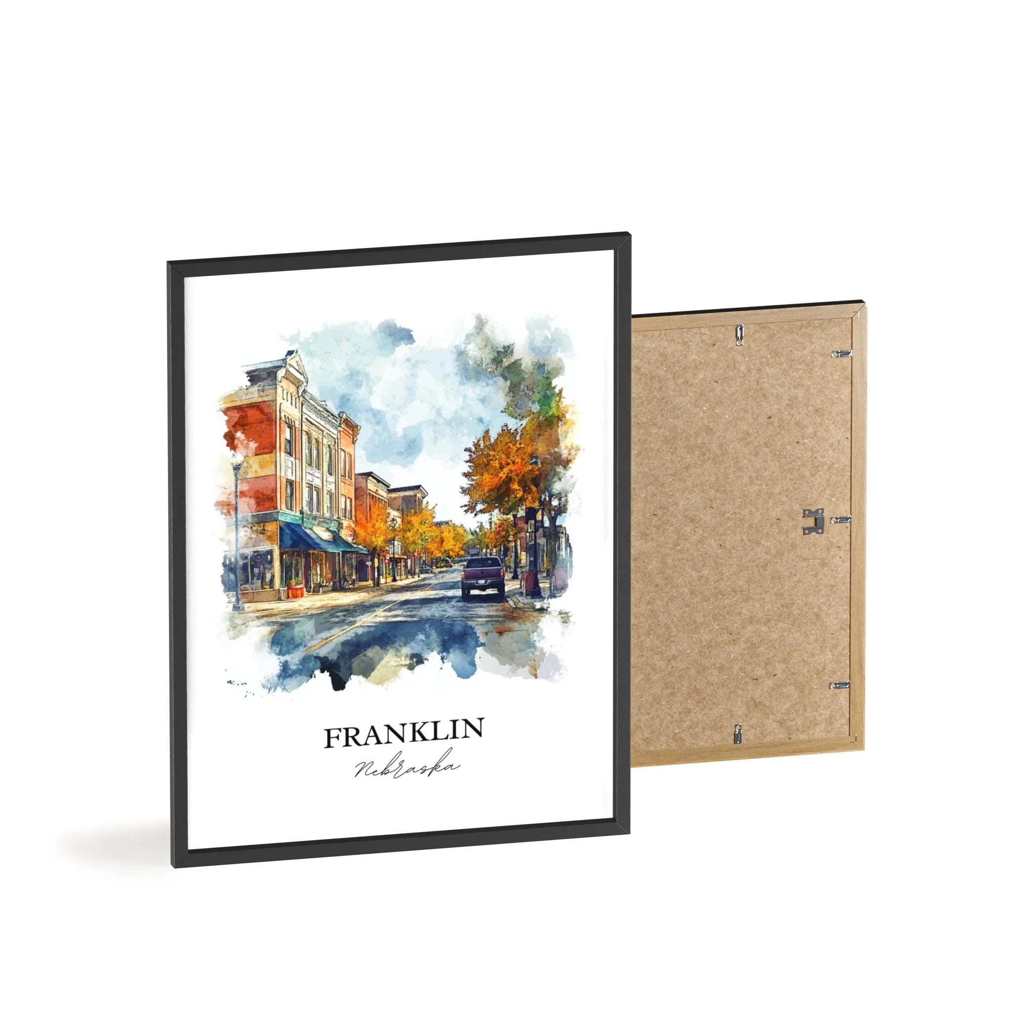 Franklin, Nebraska, USA – Watercolor Art Print - Image 8
