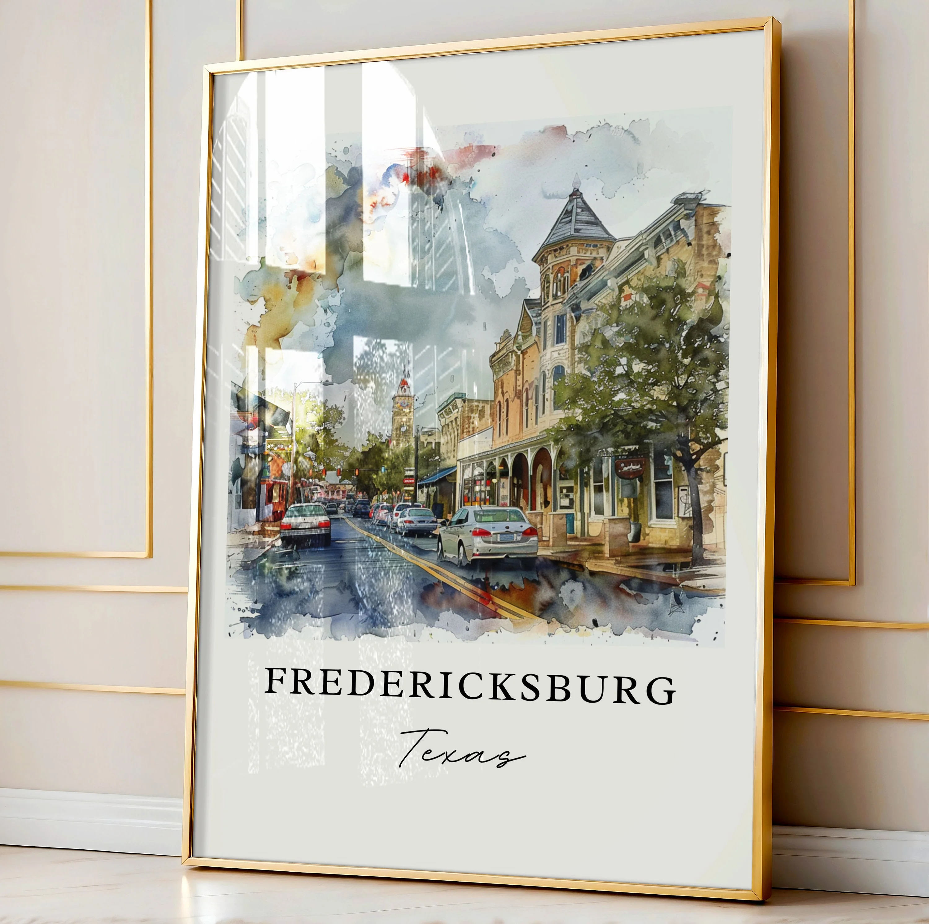 Fredericksburg, TX, Texas – Watercolor Art Print - Image 4