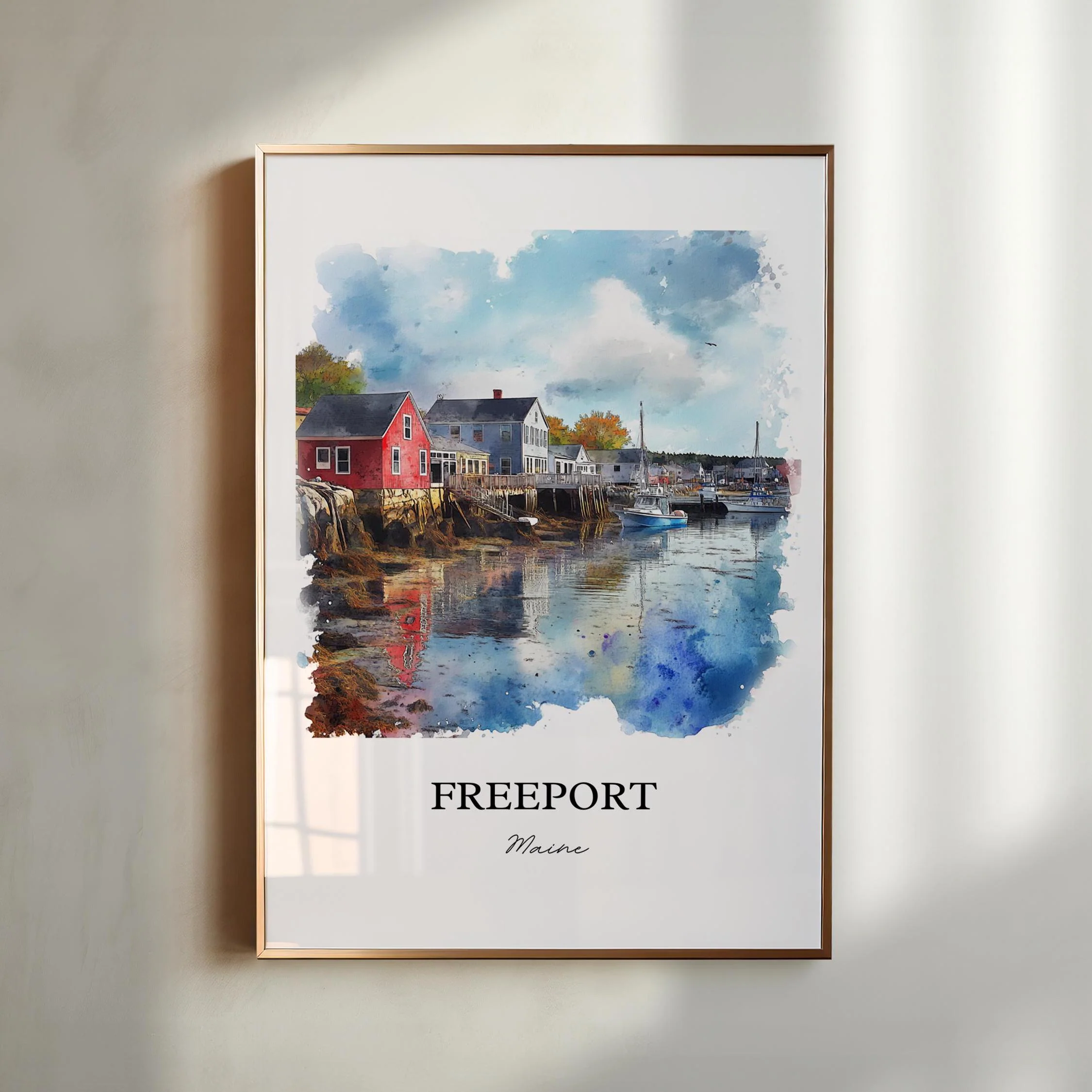 Freeport, Maine, Maine – Watercolor Art Print