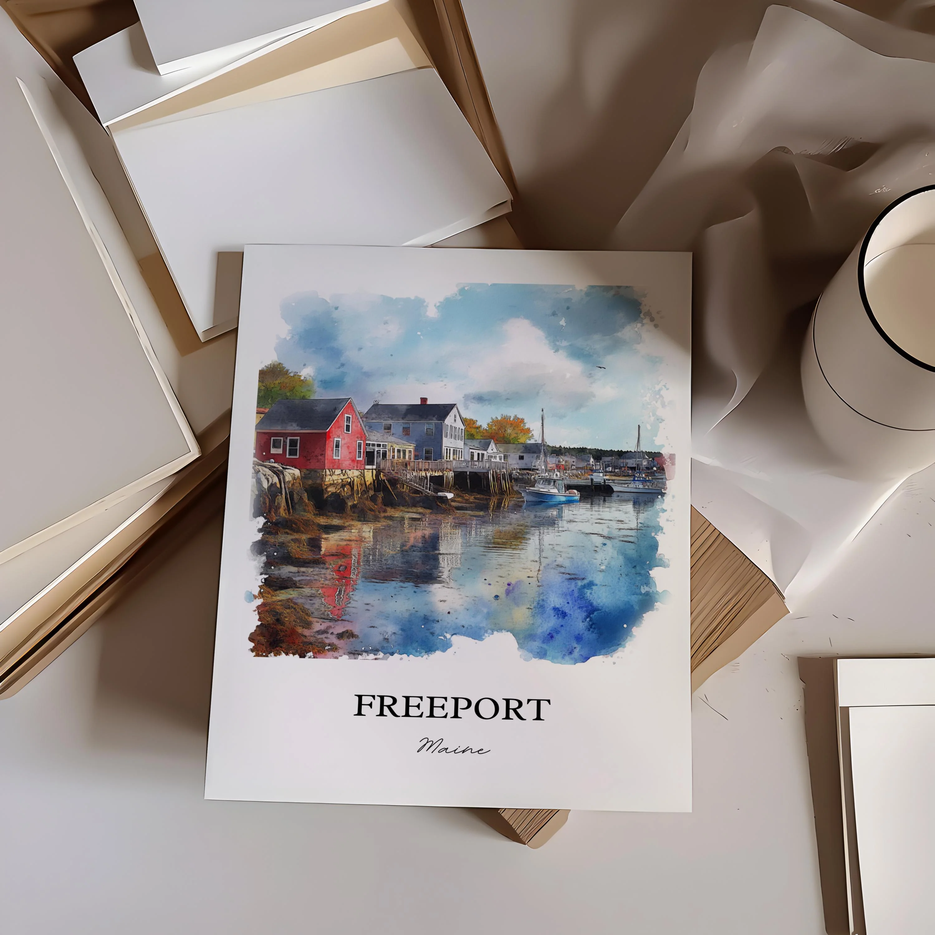 Freeport, Maine, Maine – Watercolor Art Print - Image 4