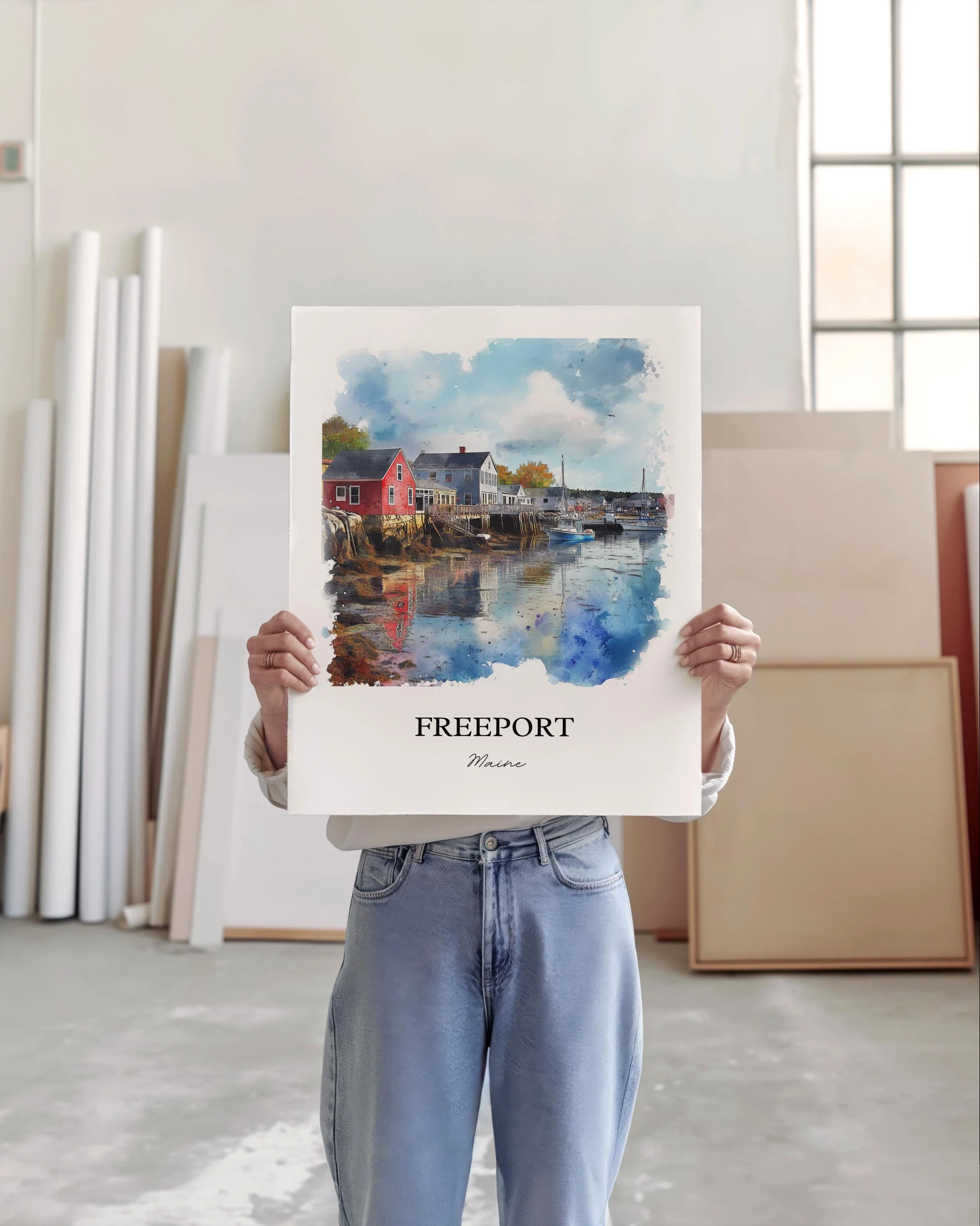 Freeport, Maine, Maine – Watercolor Art Print - Image 6