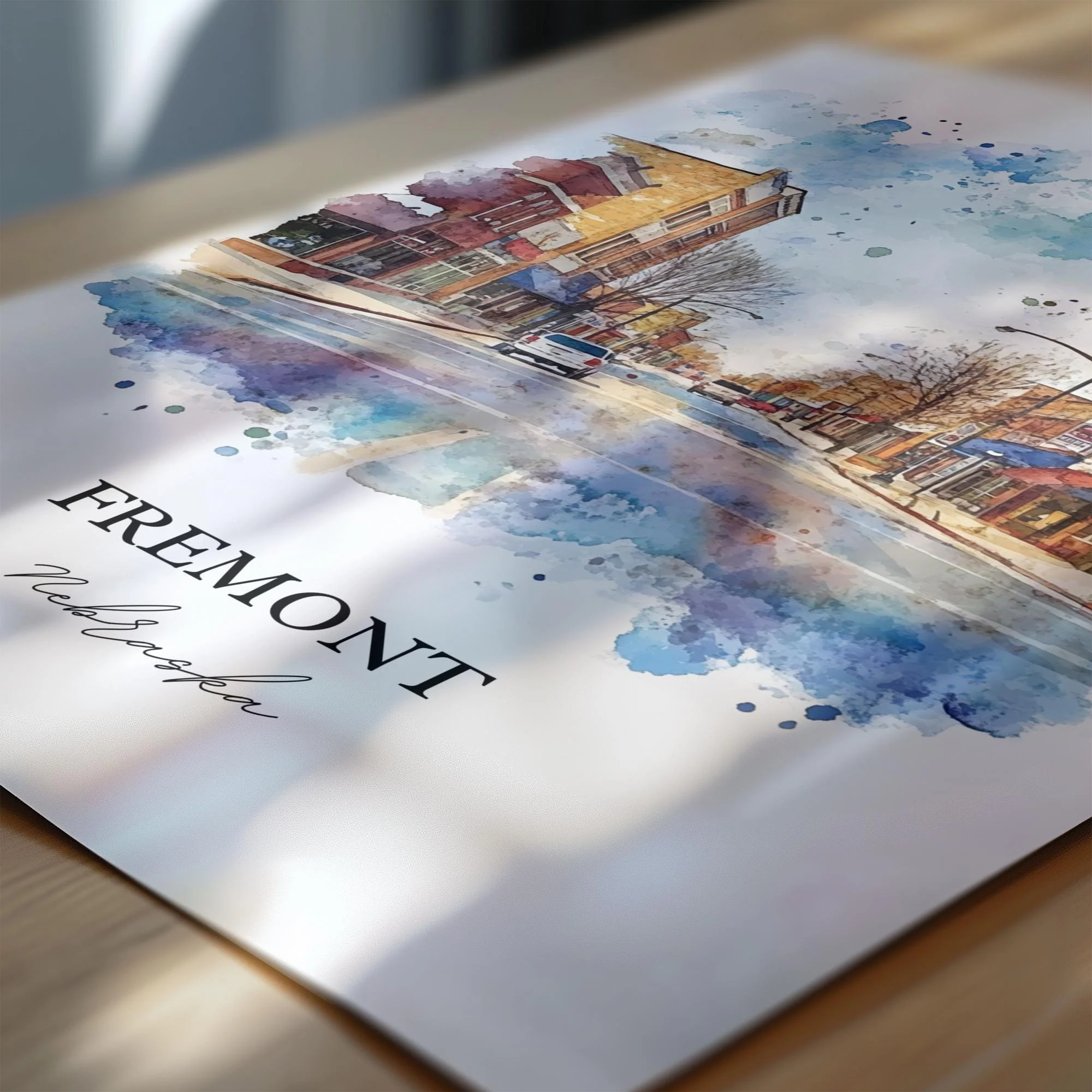 Fremont, Nebraska, USA – Watercolor Art Print - Image 2
