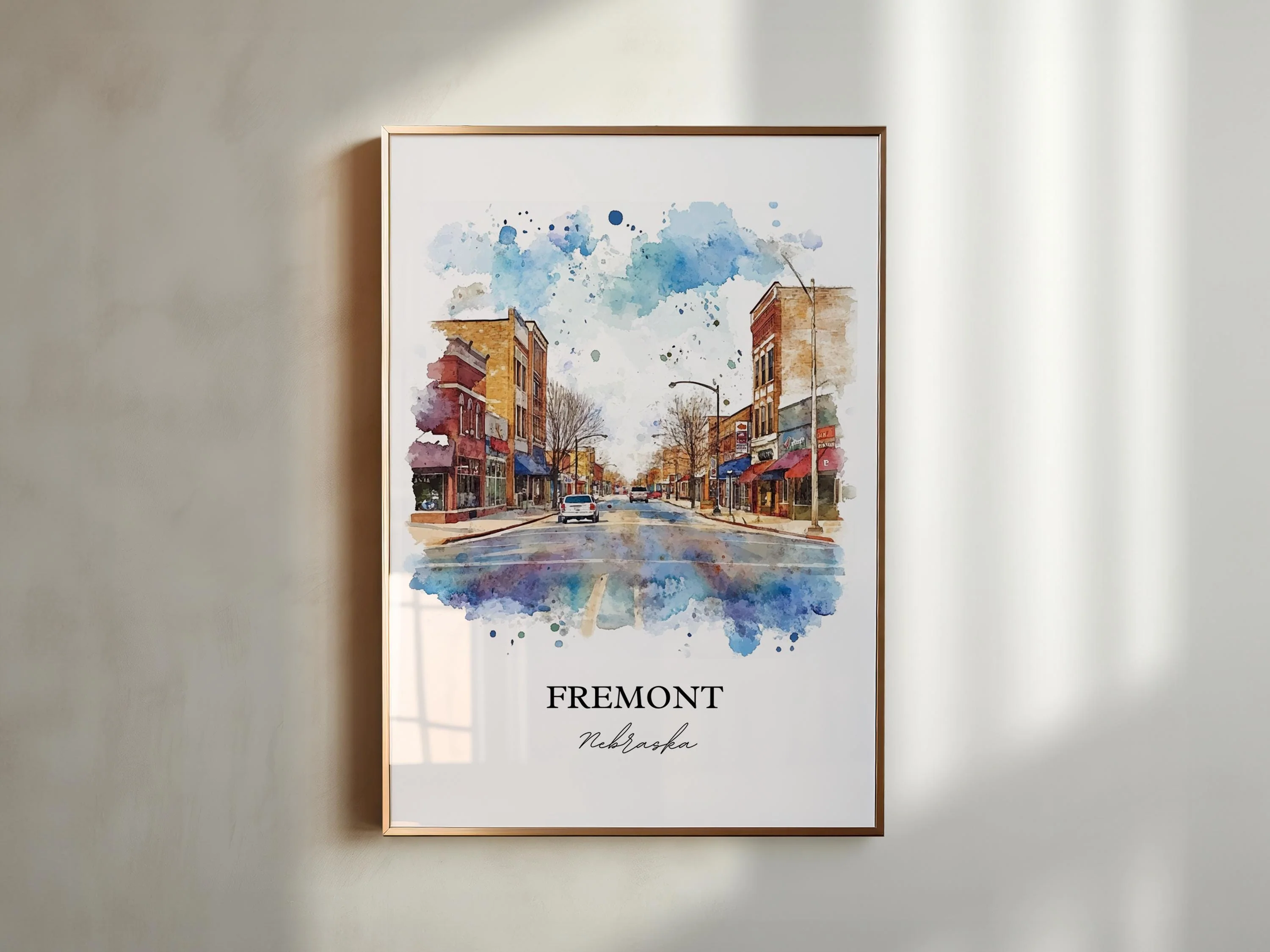Fremont, Nebraska, USA – Watercolor Art Print - Image 3