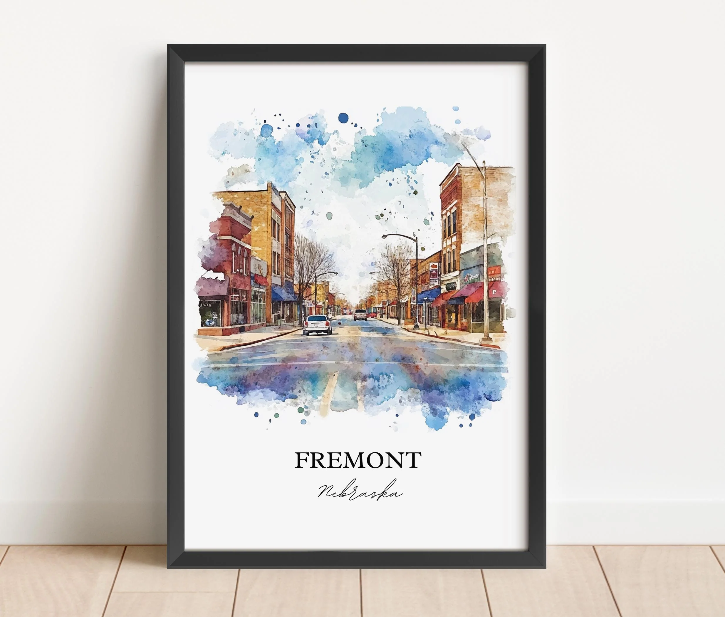 Fremont, Nebraska, USA – Watercolor Art Print - Image 4