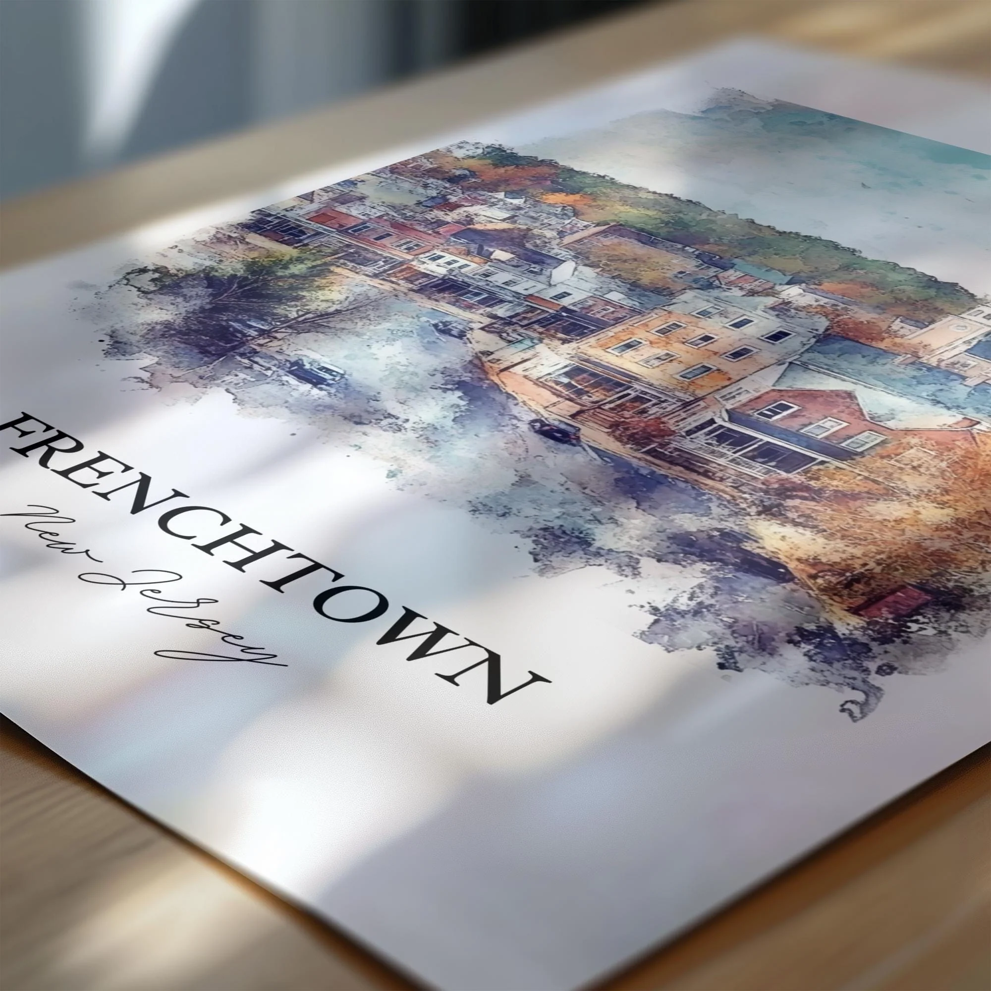 Frenchtown, NJ, USA – Watercolor Art Print - Image 2