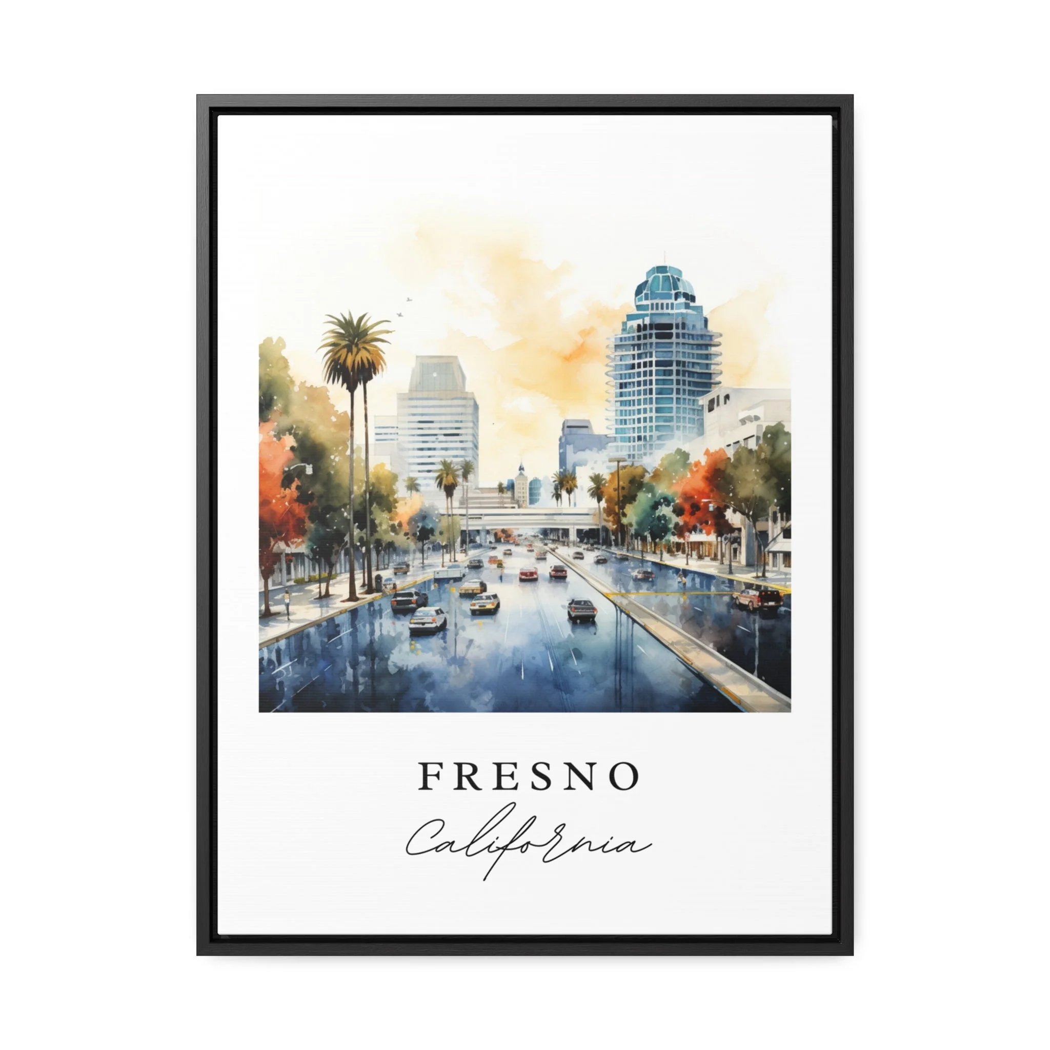 Fresno, California, California – Watercolor Art Print - Image 2