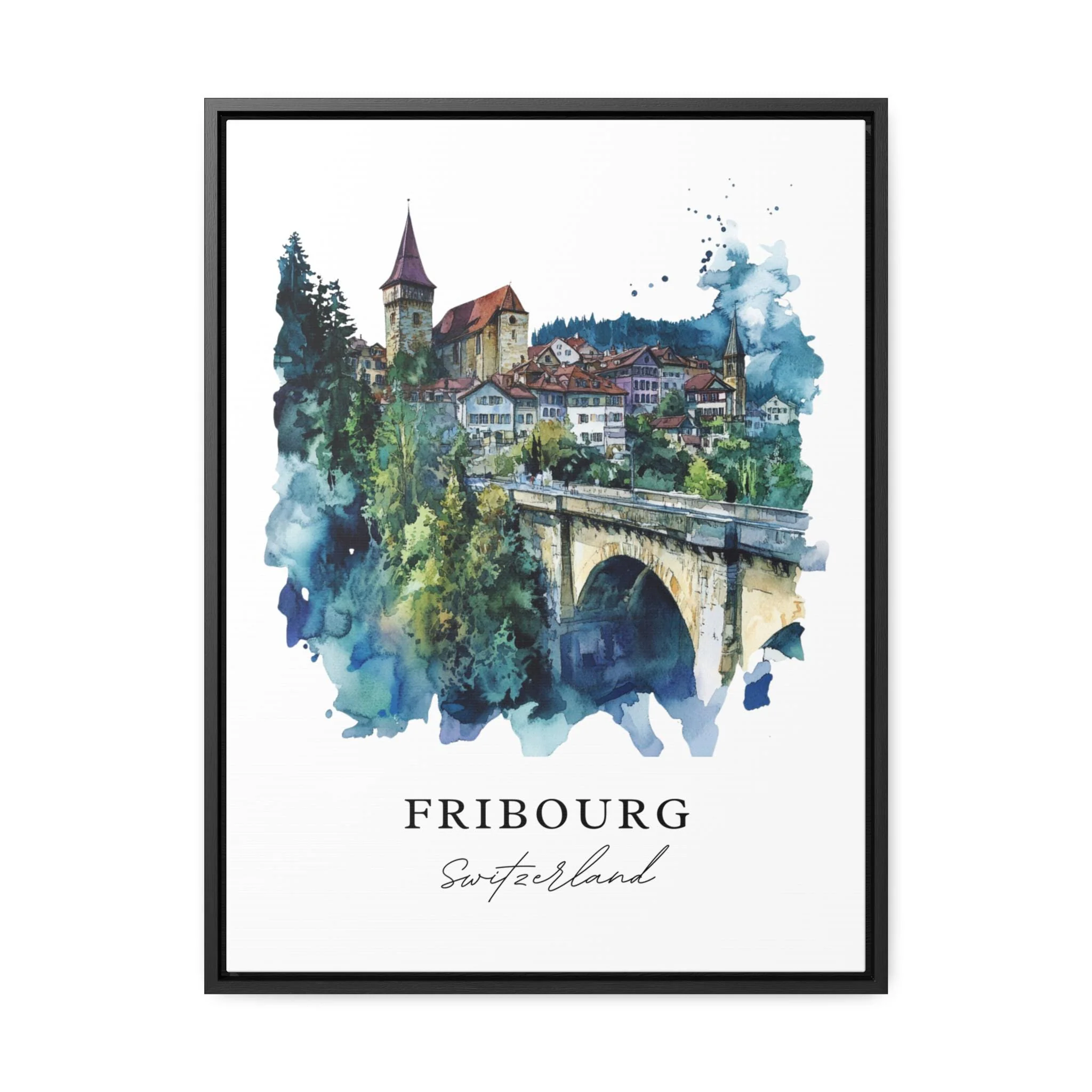 Fribourg, Switzerland – Watercolor Art Print - Image 6