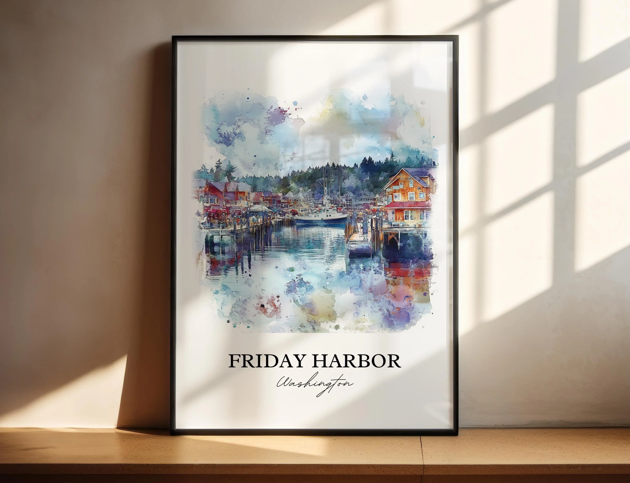 Friday Harbor, USA – Watercolor Art Print