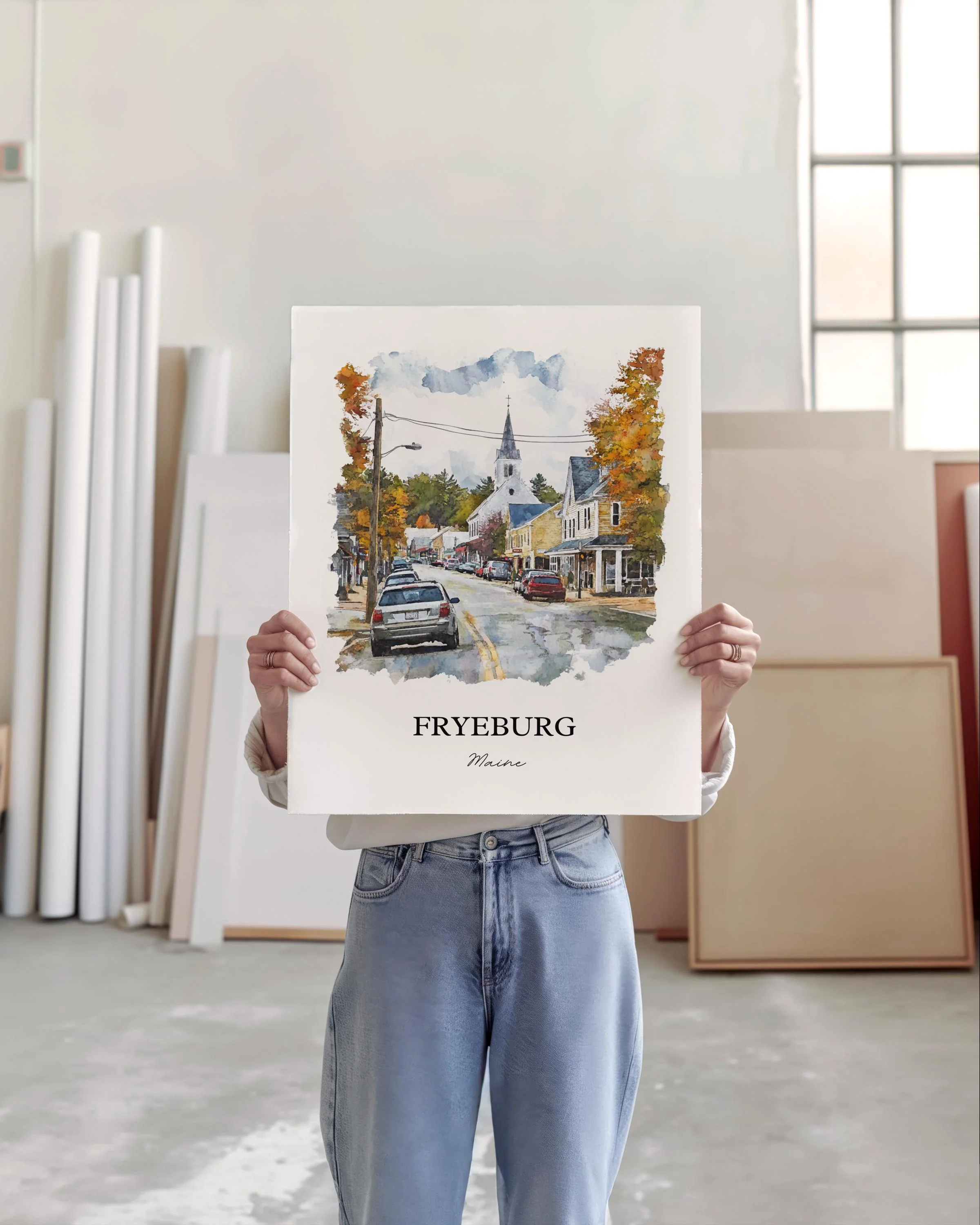 Fryeburg, Maine, Maine – Watercolor Art Print - Image 4