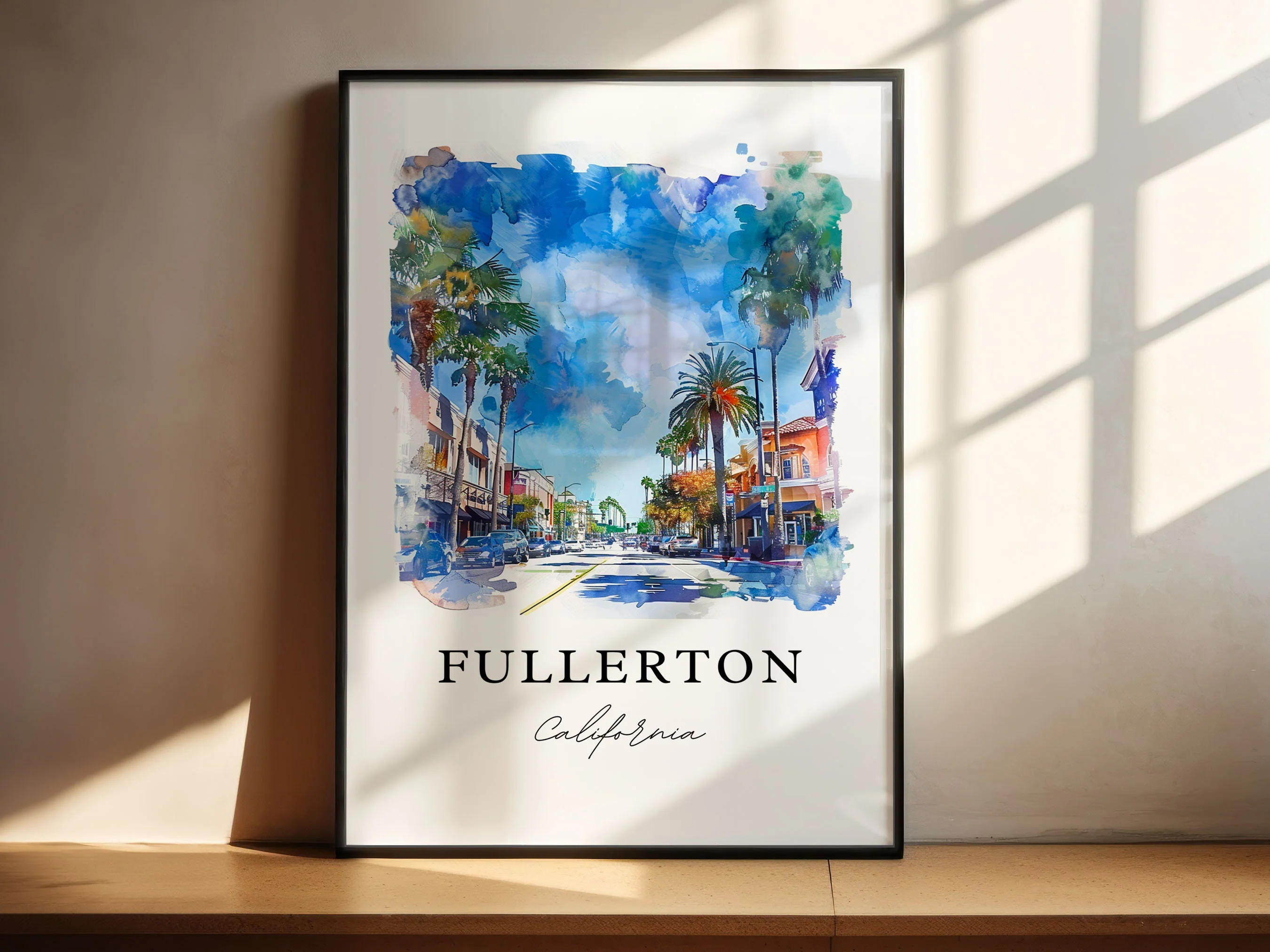 Fullerton, California, California – Watercolor Art Print - Image 4