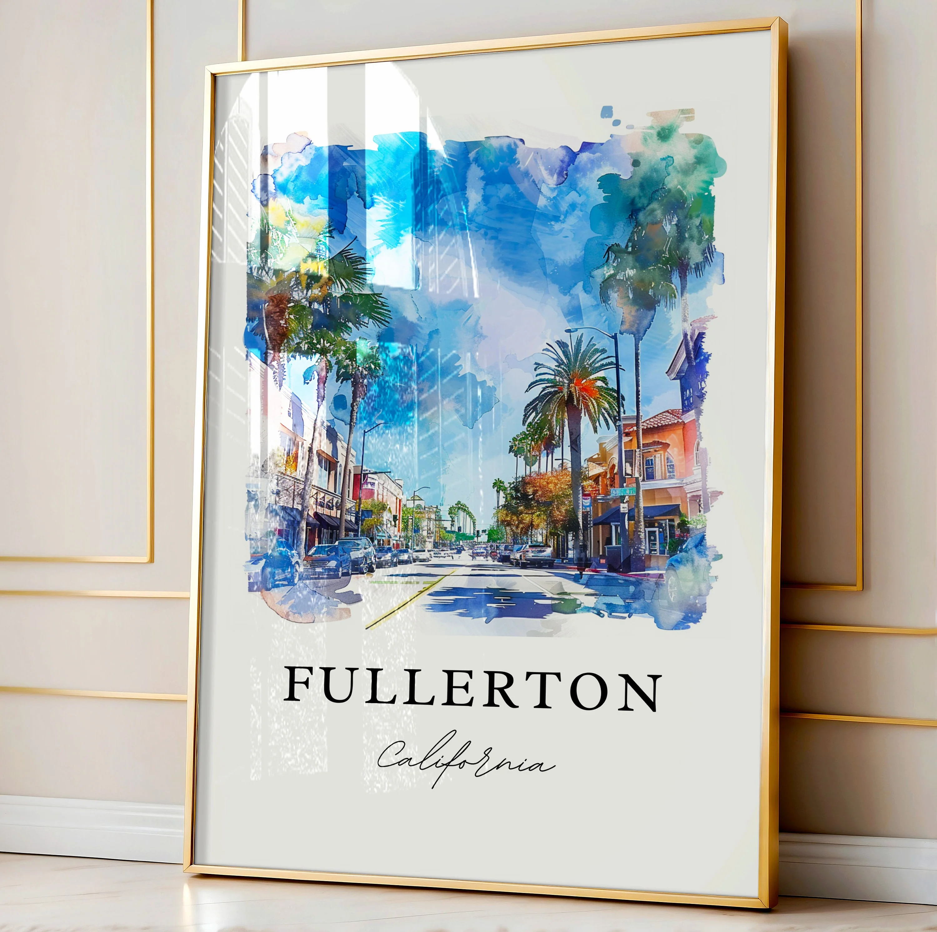 Fullerton, California, California – Watercolor Art Print - Image 5