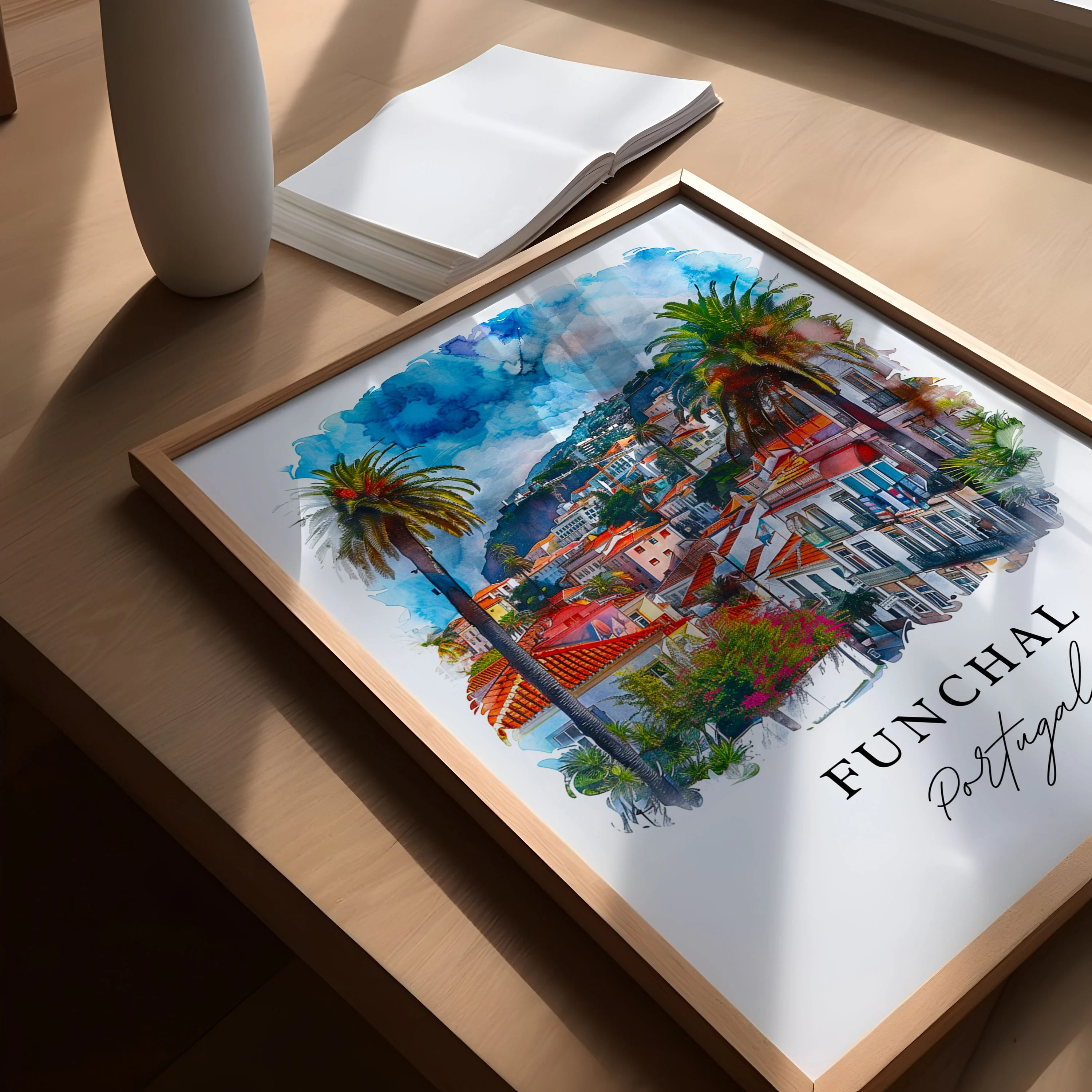 Funchal, Portugal – Watercolor Art Print - Image 3