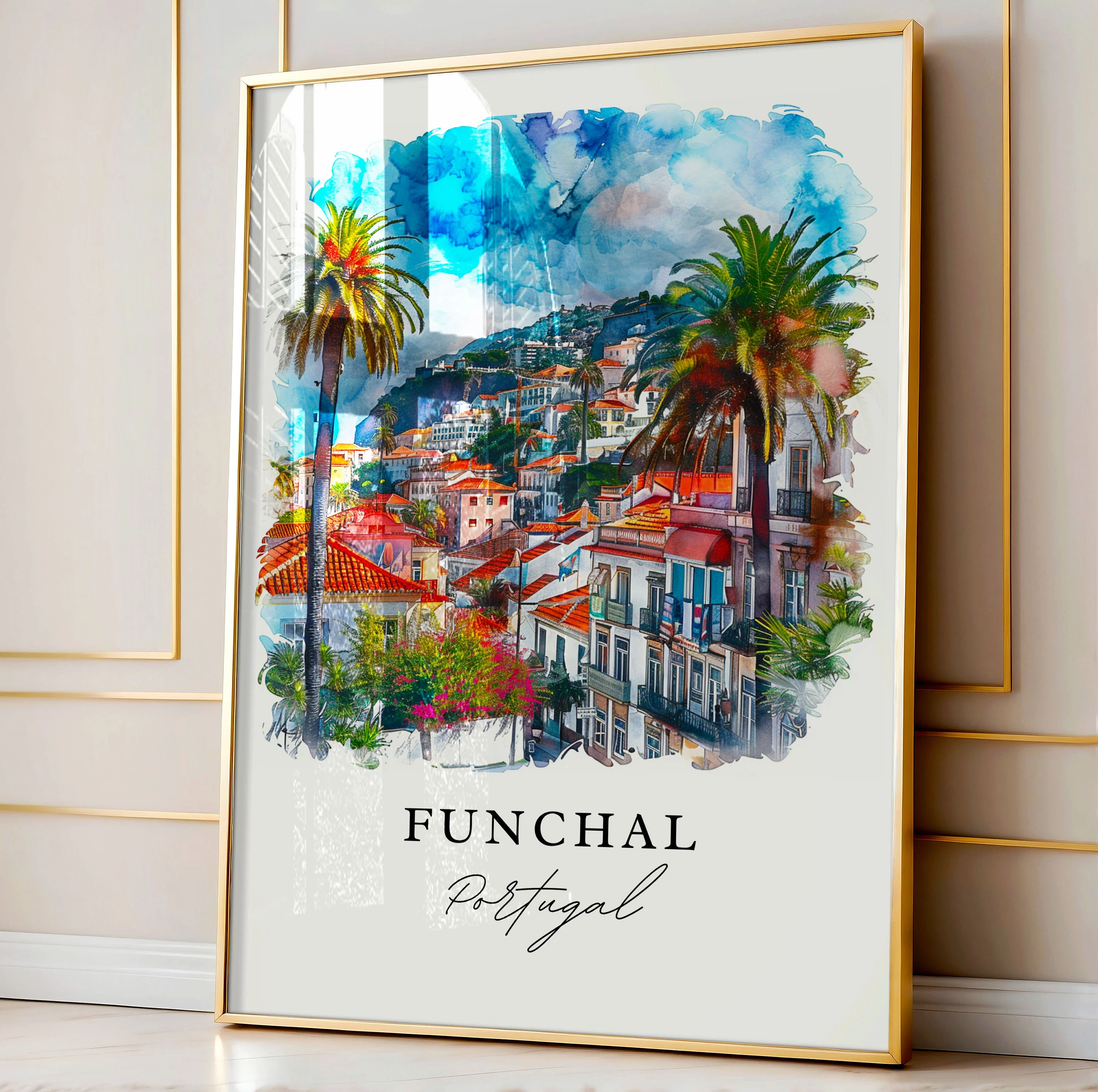 Funchal, Portugal – Watercolor Art Print - Image 4