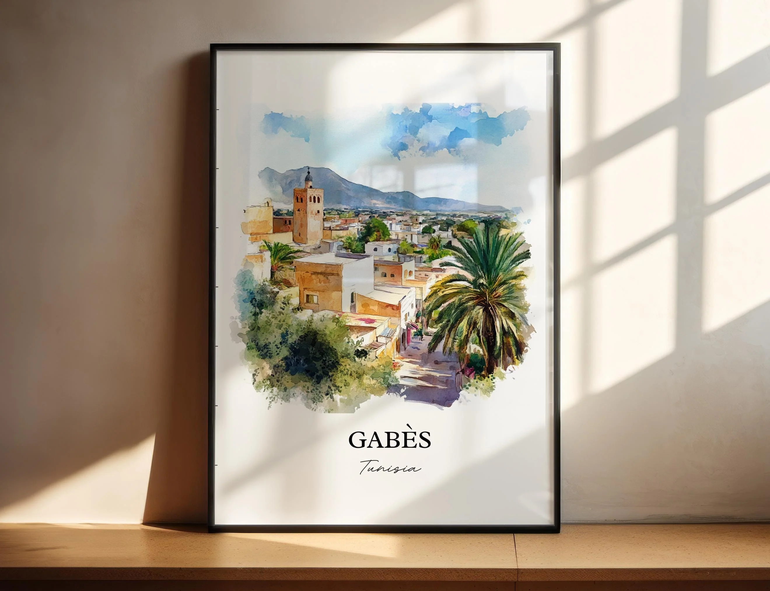 Gabès, Tunisia – Watercolor Art Print