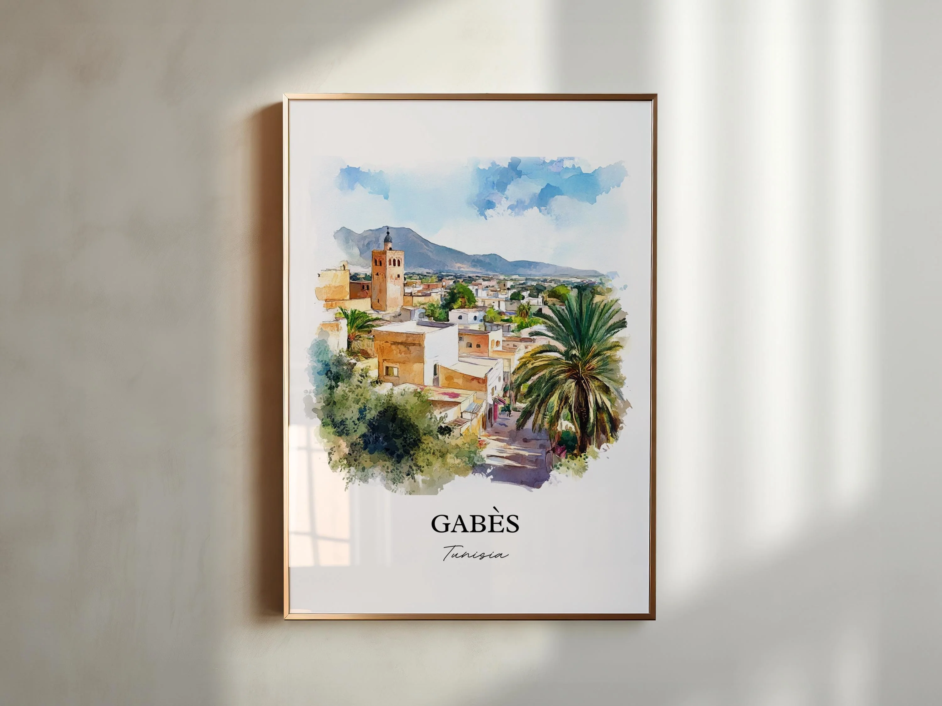 Gabès, Tunisia – Watercolor Art Print - Image 3