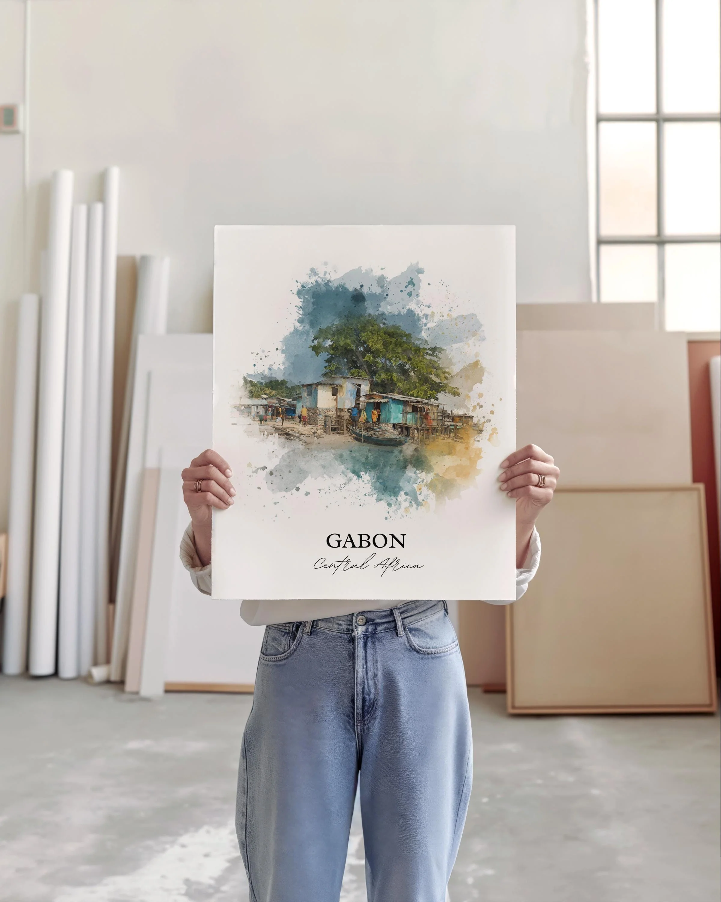 Gabon, Central Africa – Watercolor Art Print - Image 3