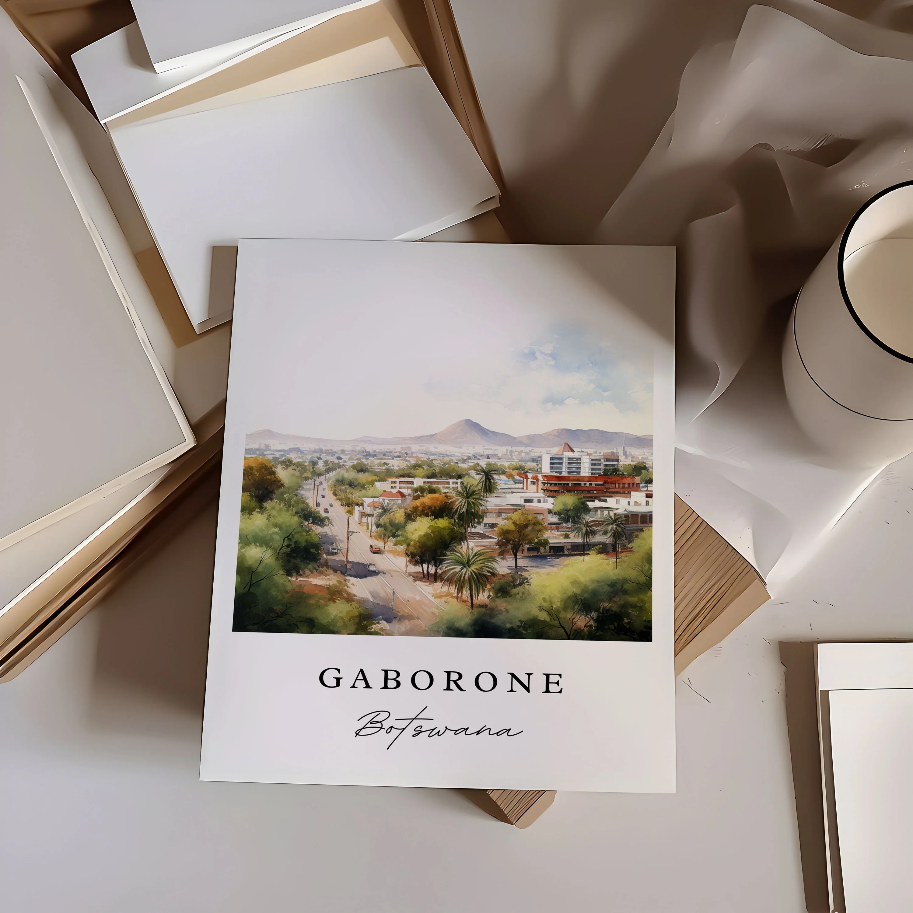 Gaborone, Botswana – Watercolor Art Print - Image 3