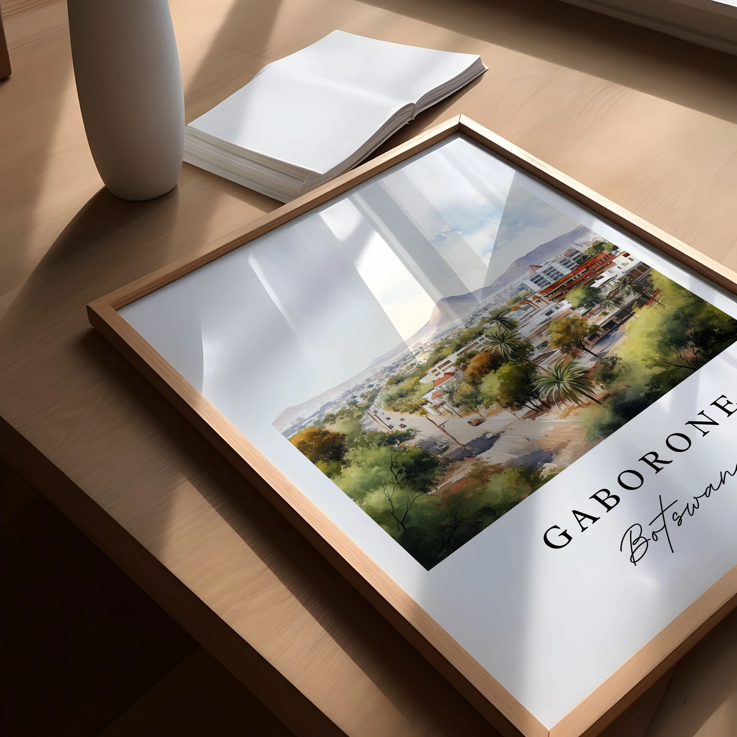 Gaborone, Botswana – Watercolor Art Print - Image 4