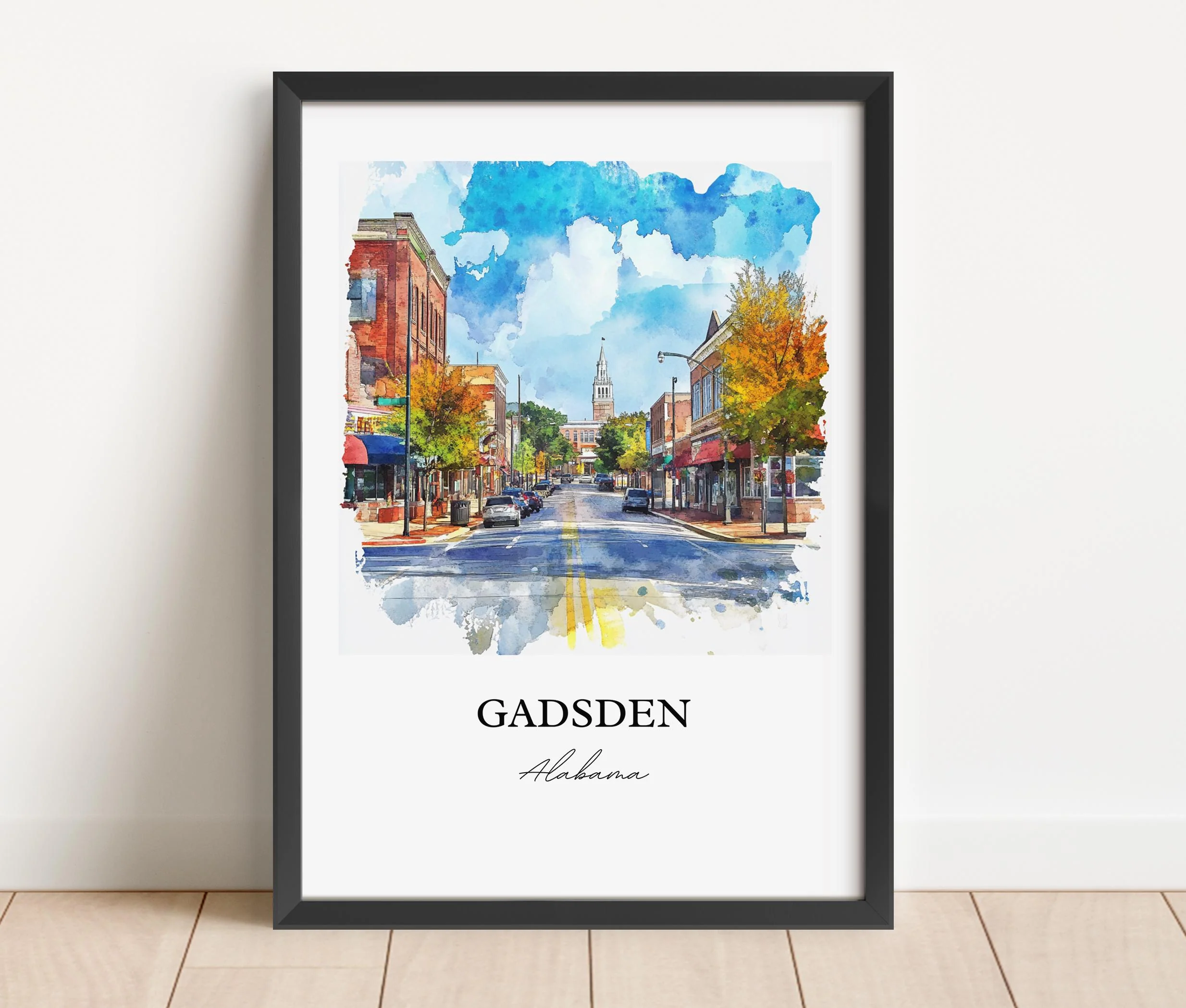 Gadsden, Alabama, USA – Watercolor Art Print - Image 3