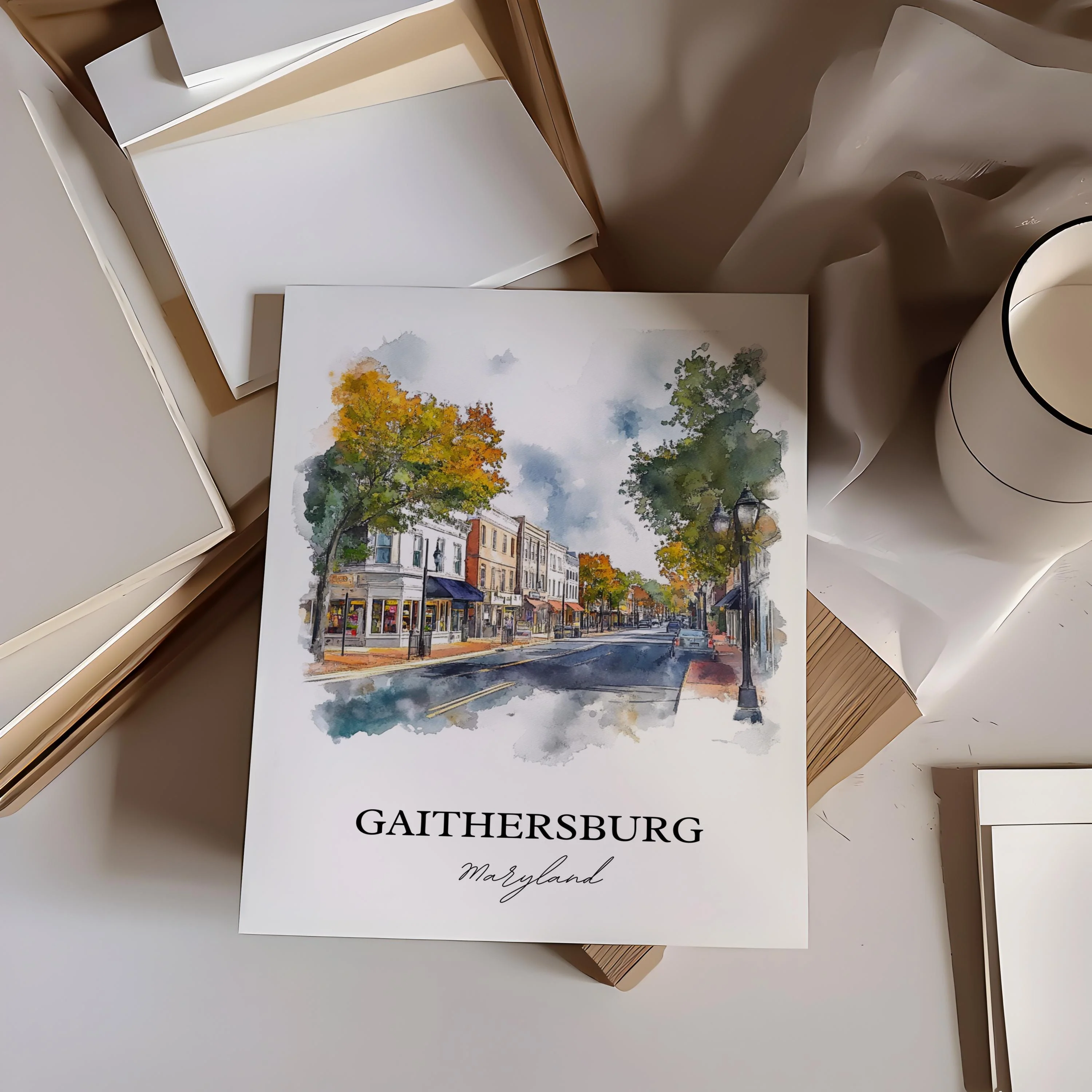 Gaithersburg, USA – Watercolor Art Print - Image 5