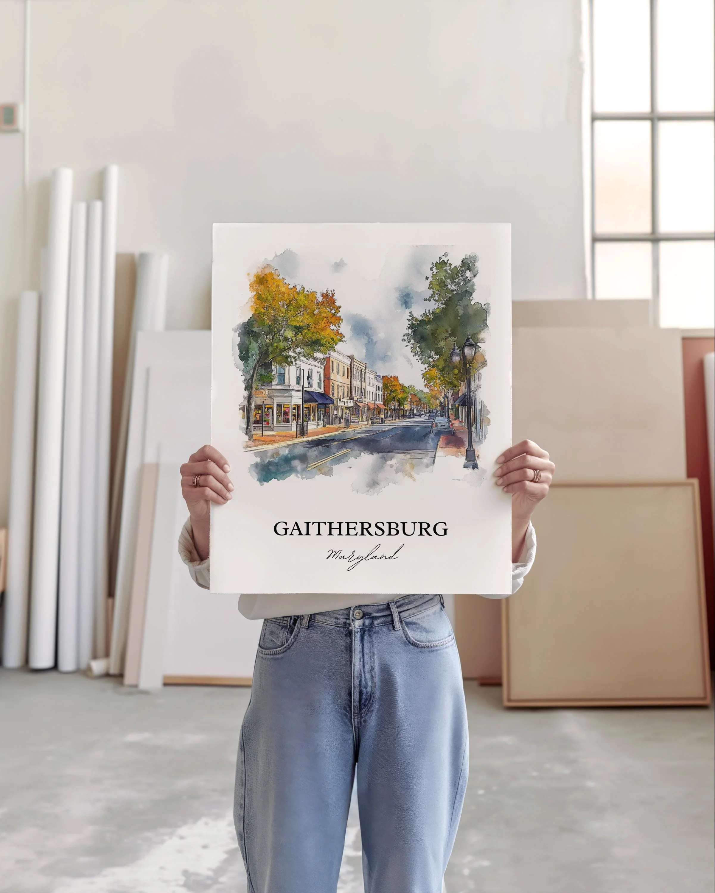 Gaithersburg, USA – Watercolor Art Print - Image 6
