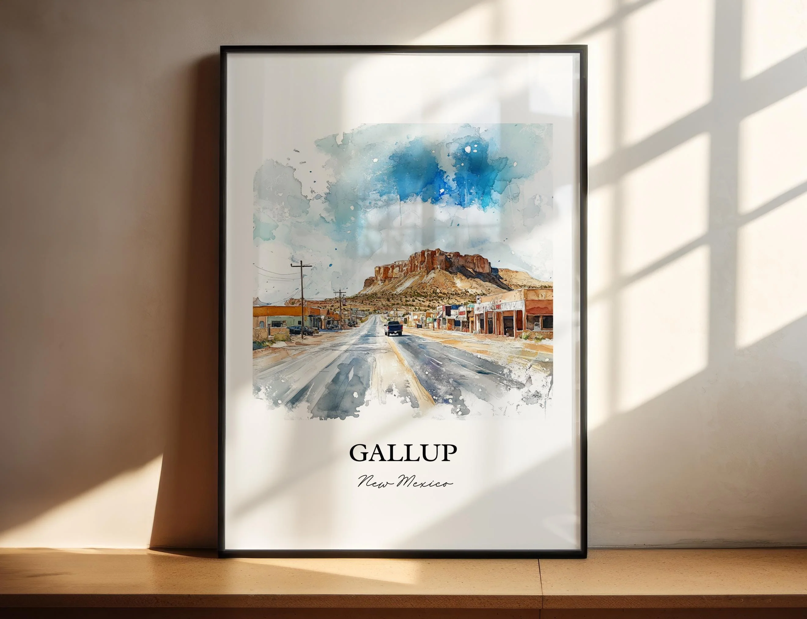 Gallup, New Mexico, USA – Watercolor Art Print