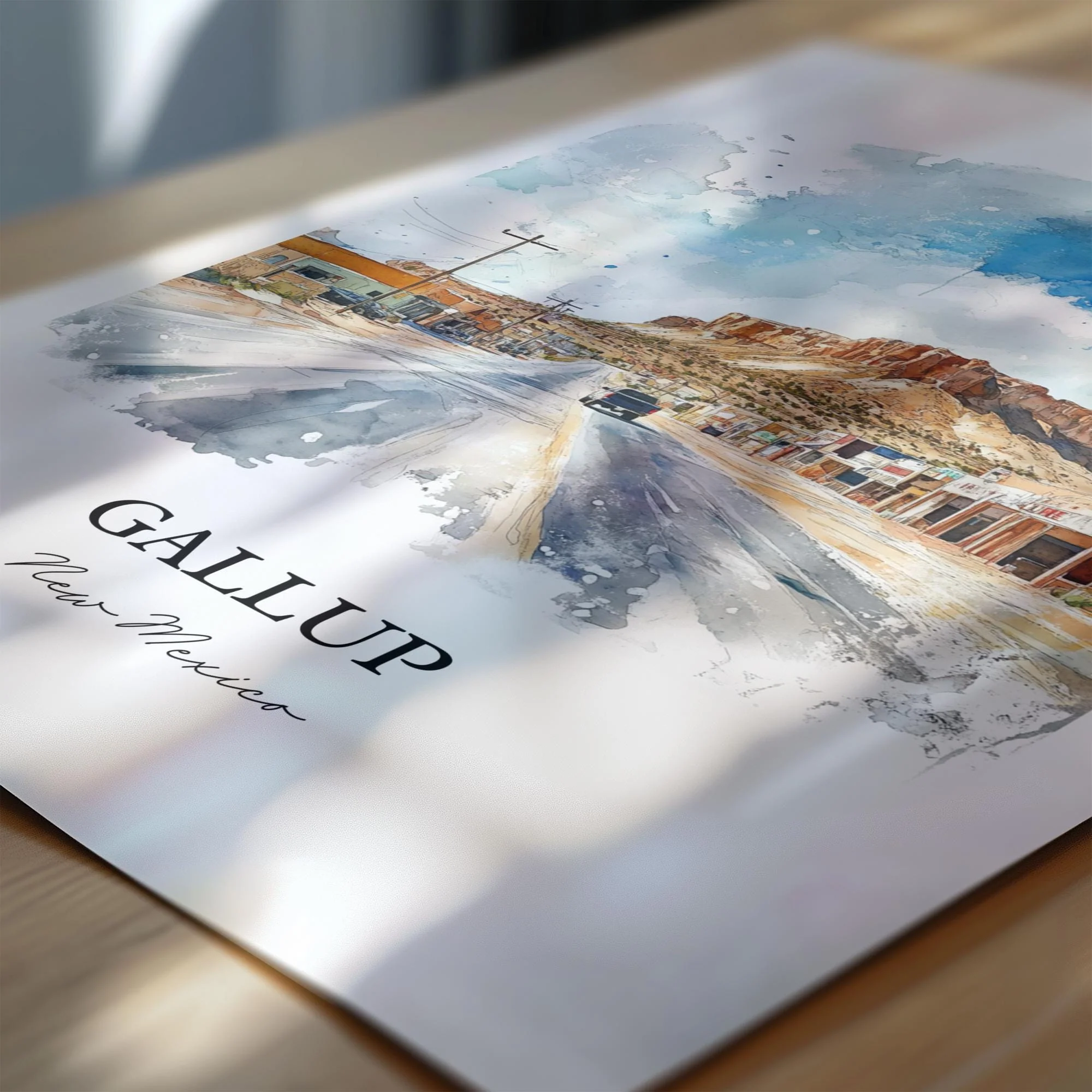 Gallup, New Mexico, USA – Watercolor Art Print - Image 2