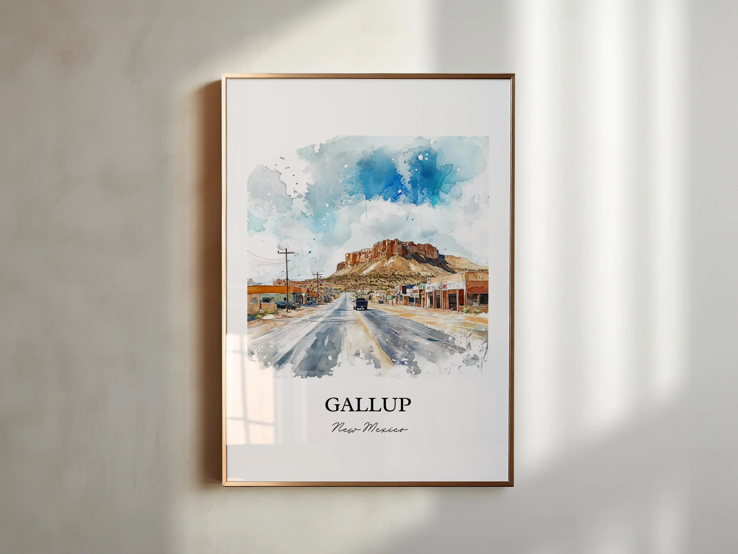 Gallup, New Mexico, USA – Watercolor Art Print - Image 3