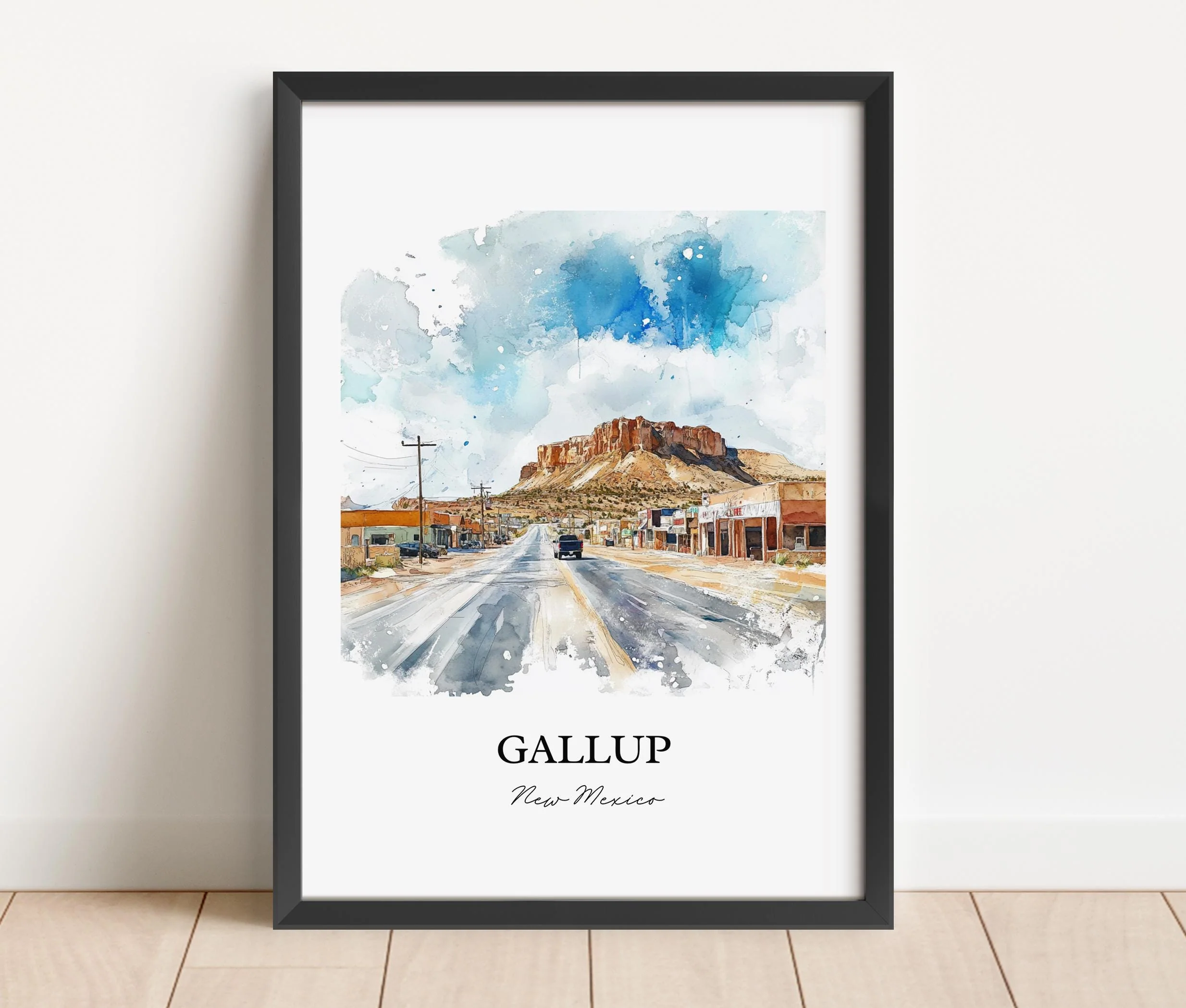 Gallup, New Mexico, USA – Watercolor Art Print - Image 4