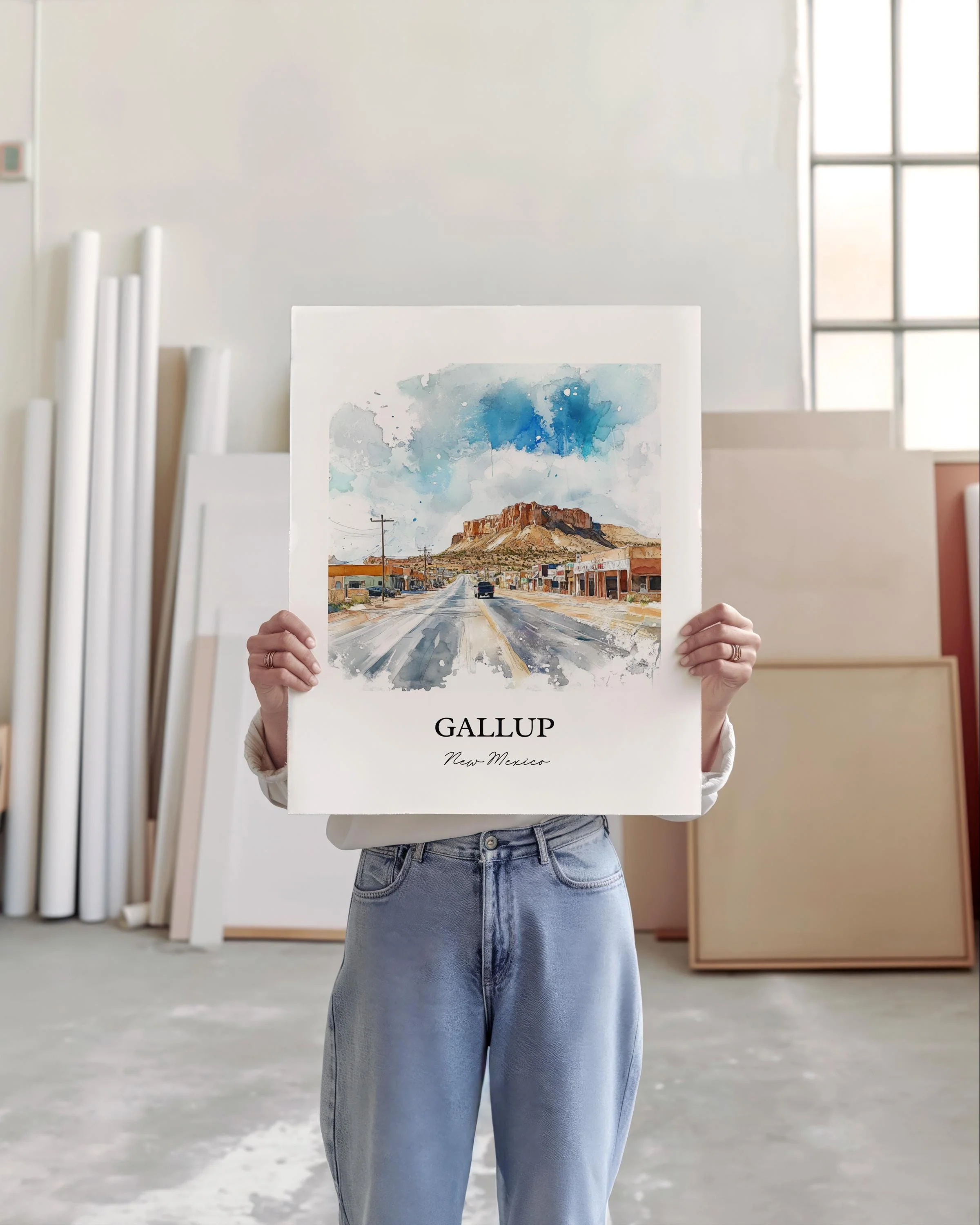 Gallup, New Mexico, USA – Watercolor Art Print - Image 6