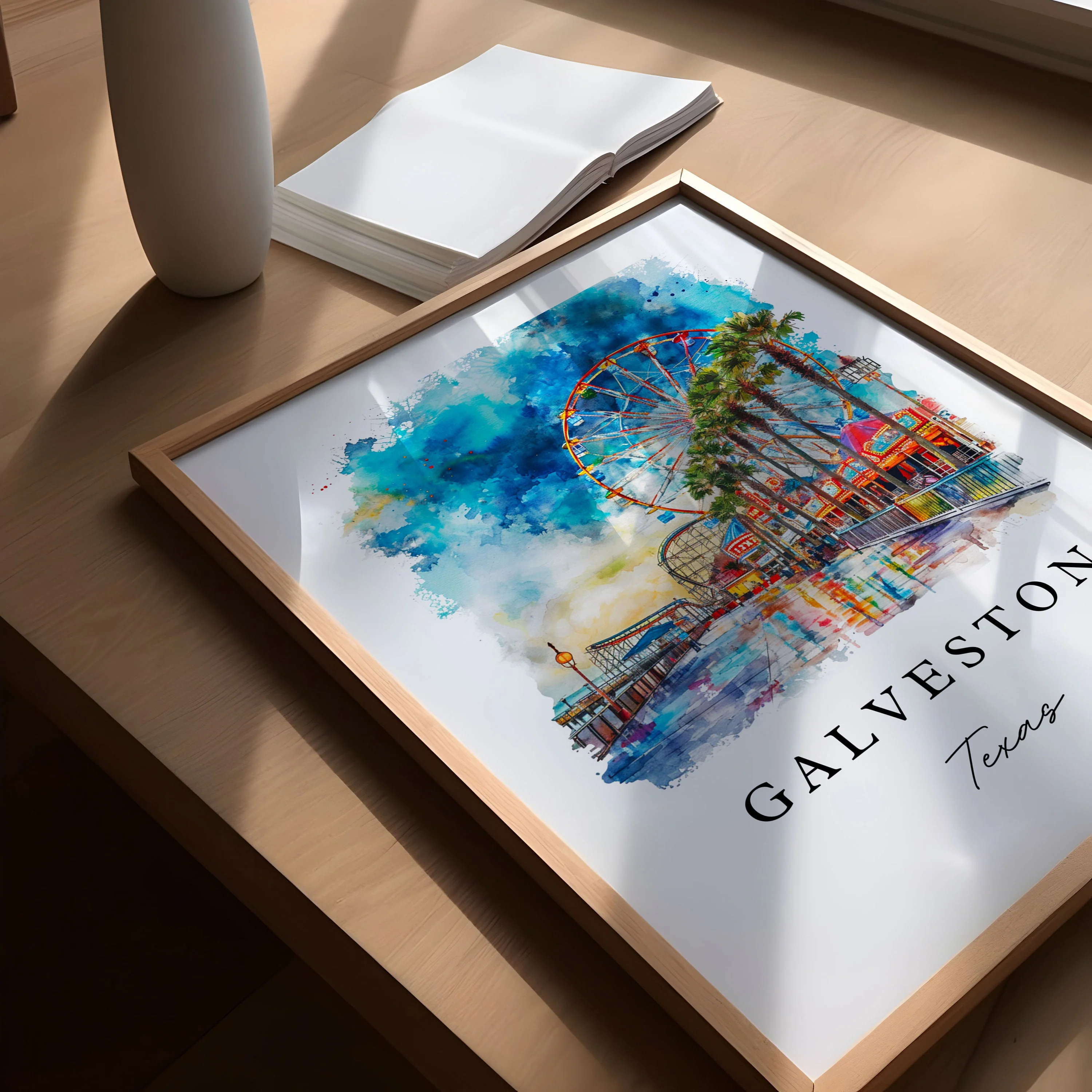 Galveston, Texas Watercolor Art Print - Image 3