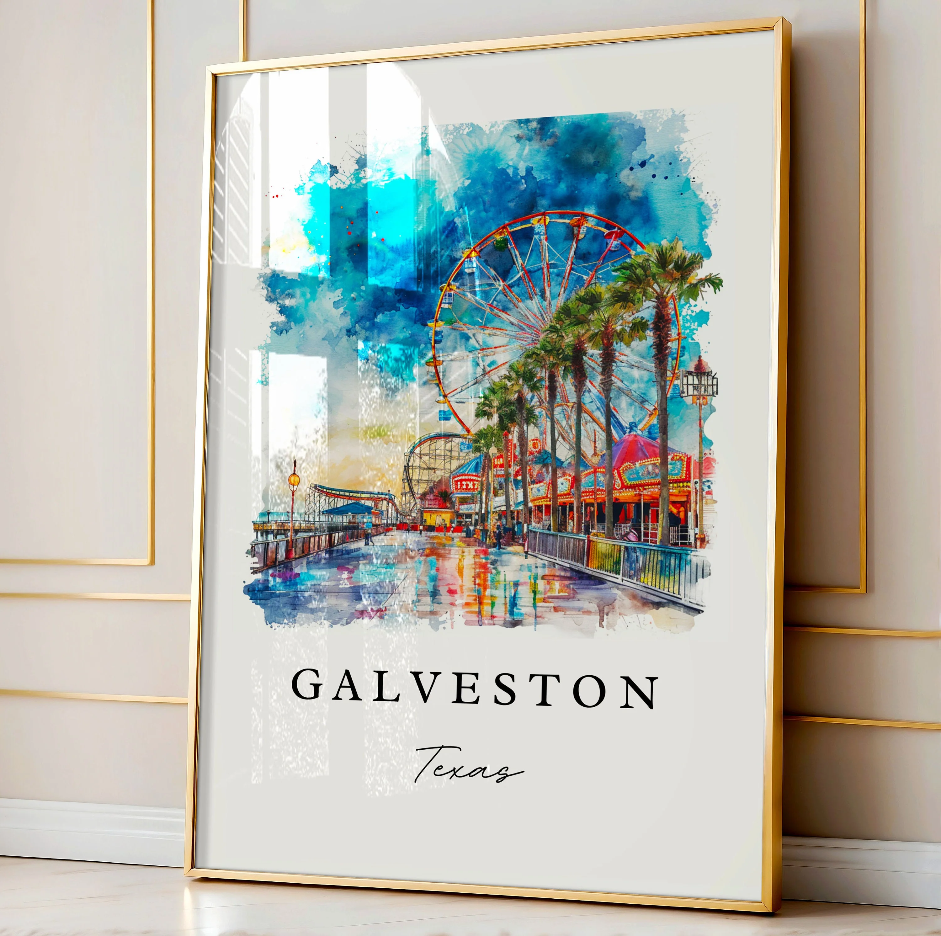 Galveston, Texas Watercolor Art Print - Image 4