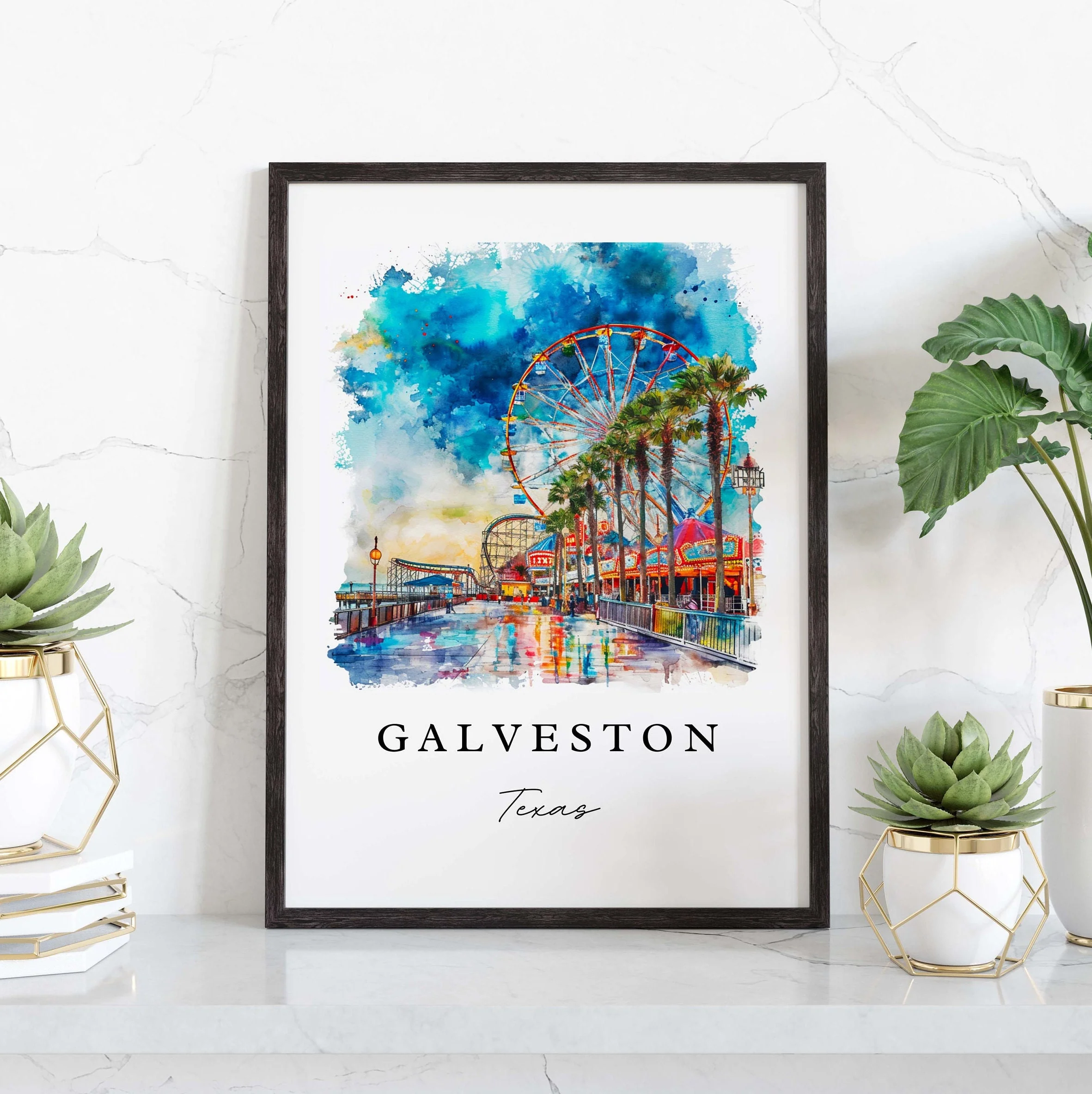 Galveston, Texas Watercolor Art Print - Image 5