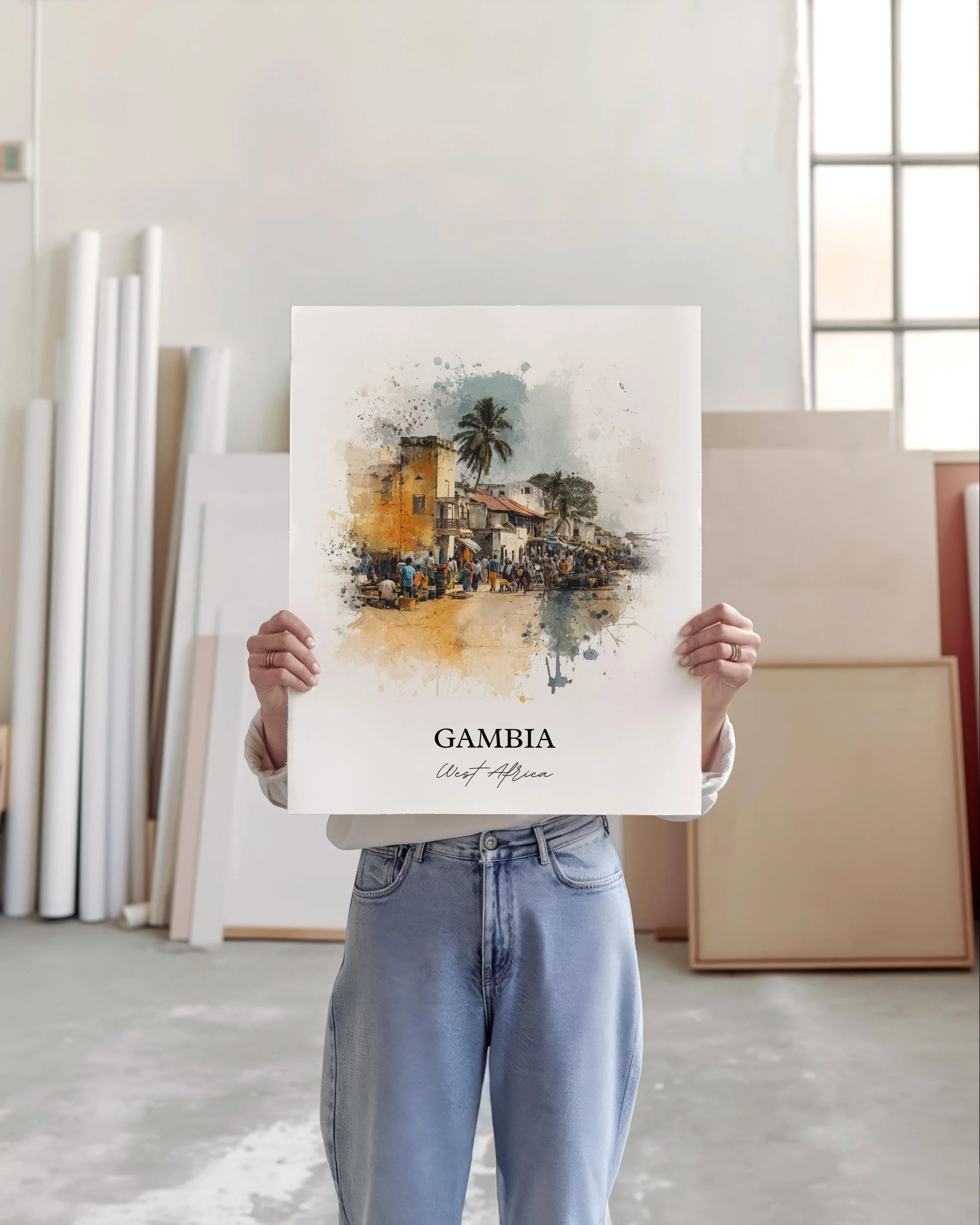 Gambia, West Africa – Watercolor Art Print - Image 5