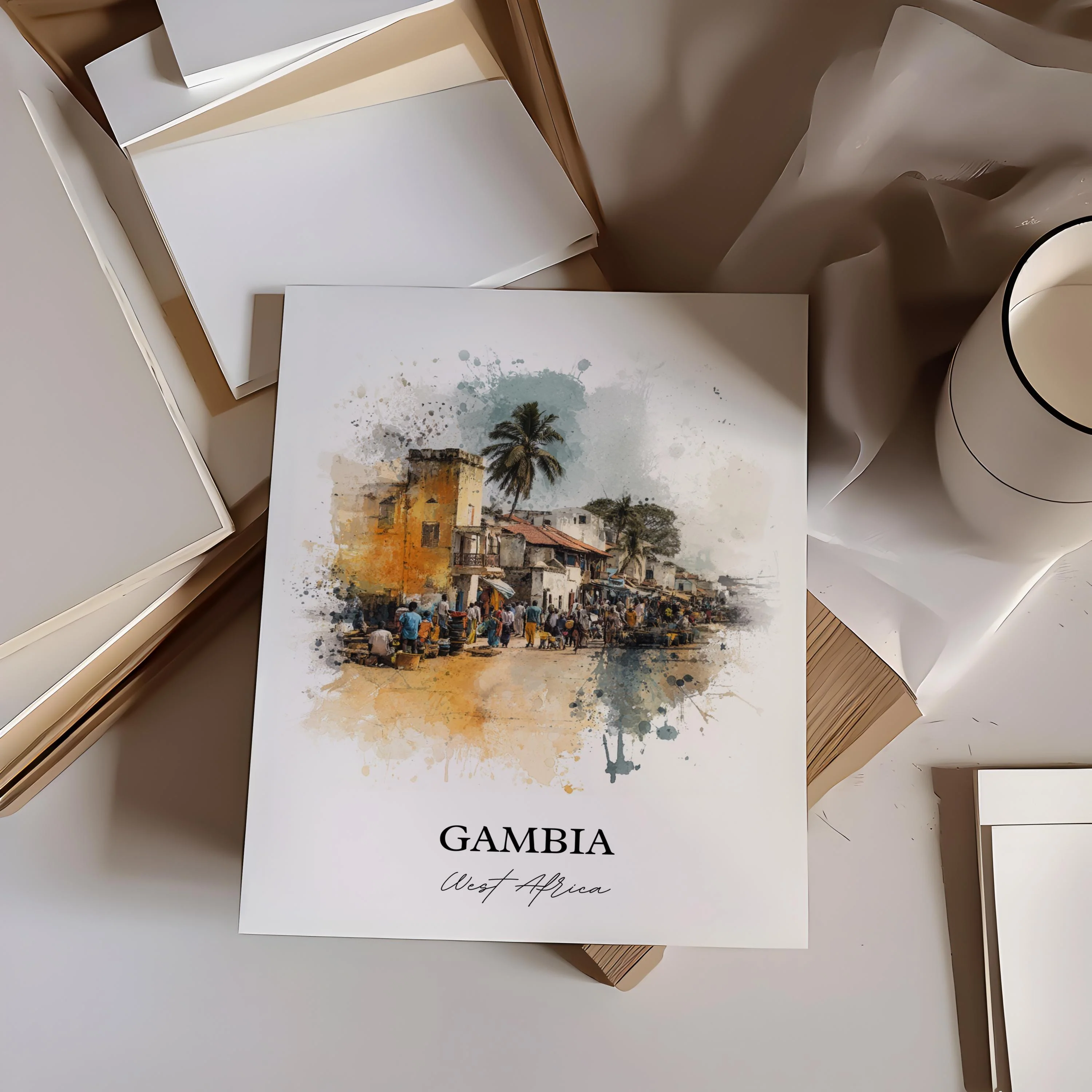Gambia, West Africa – Watercolor Art Print - Image 6