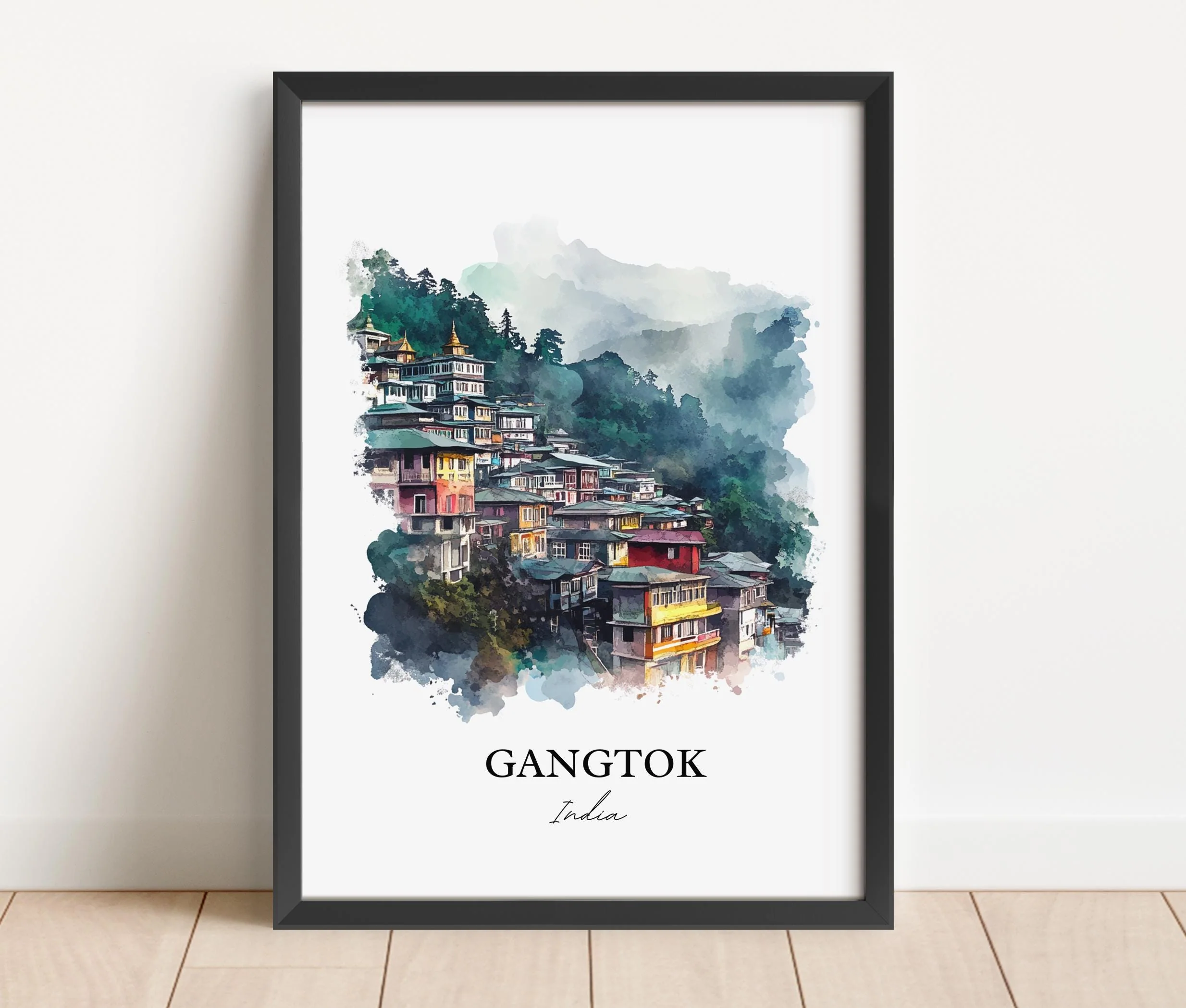 Gangtok, India – Watercolor Art Print - Image 4