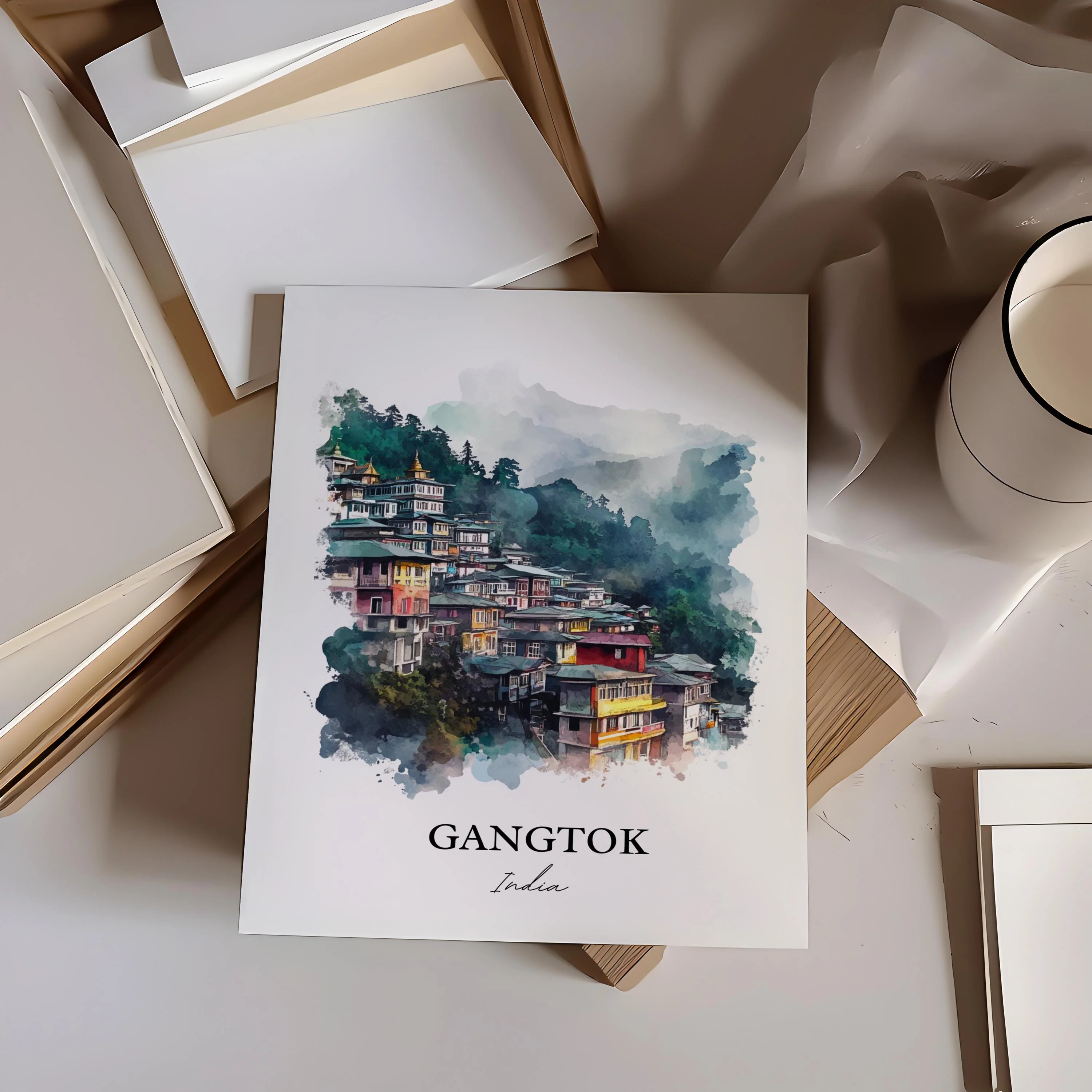 Gangtok, India – Watercolor Art Print - Image 6