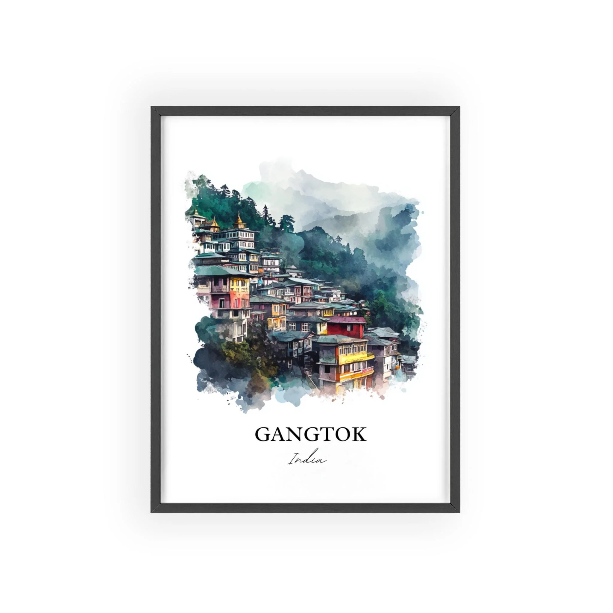 Gangtok, India – Watercolor Art Print - Image 7