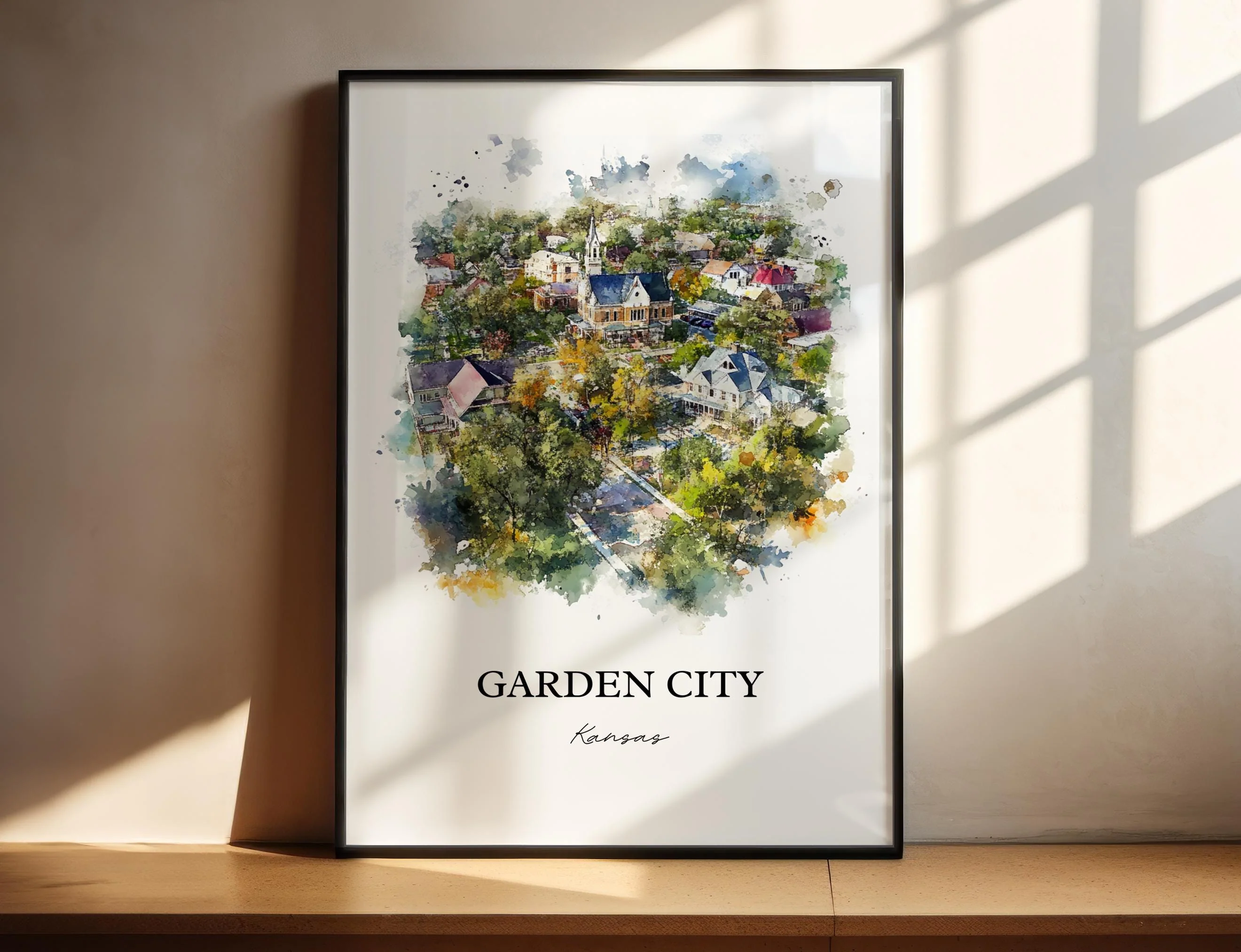 Garden City, Kansas, USA – Watercolor Art Print