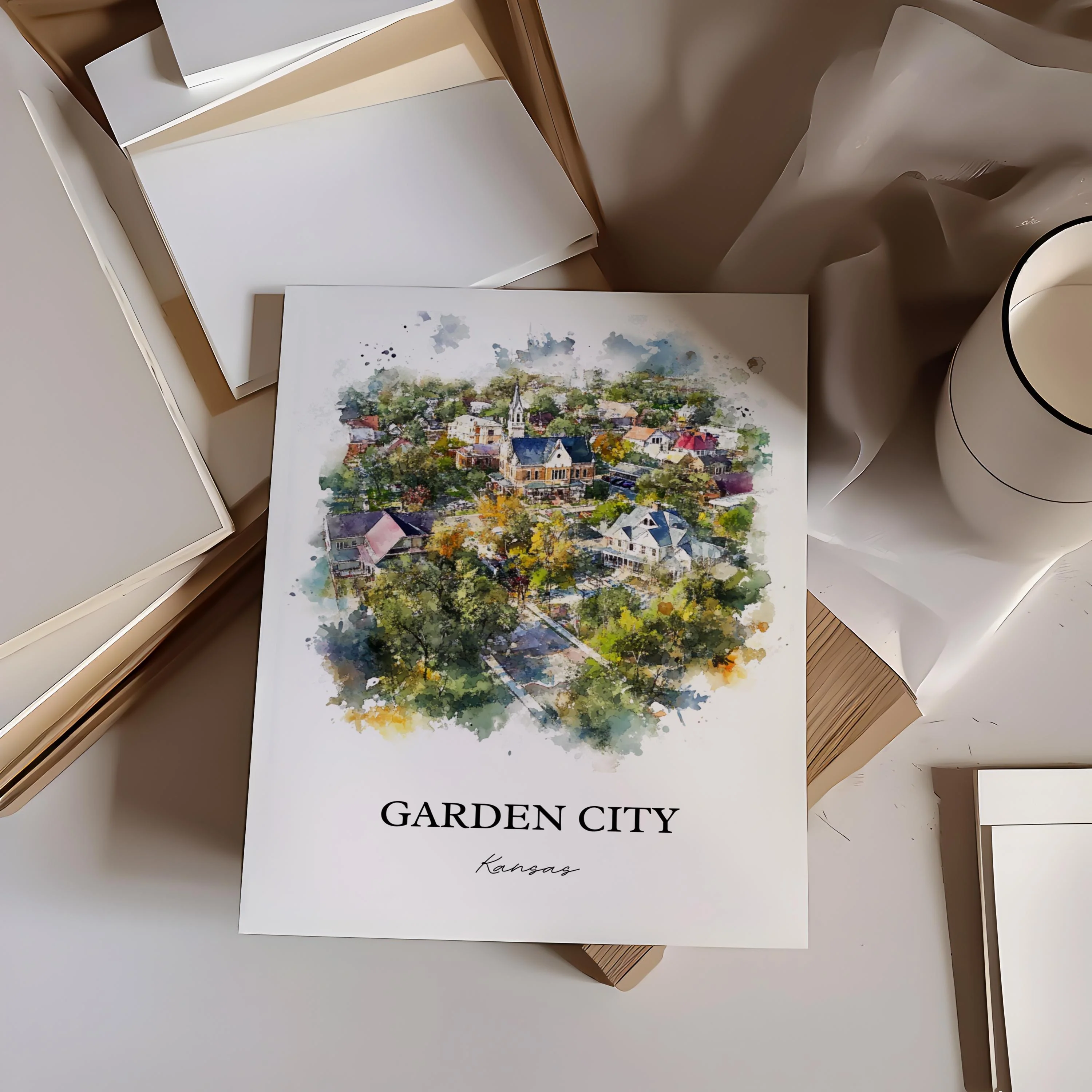 Garden City, Kansas, USA – Watercolor Art Print - Image 6