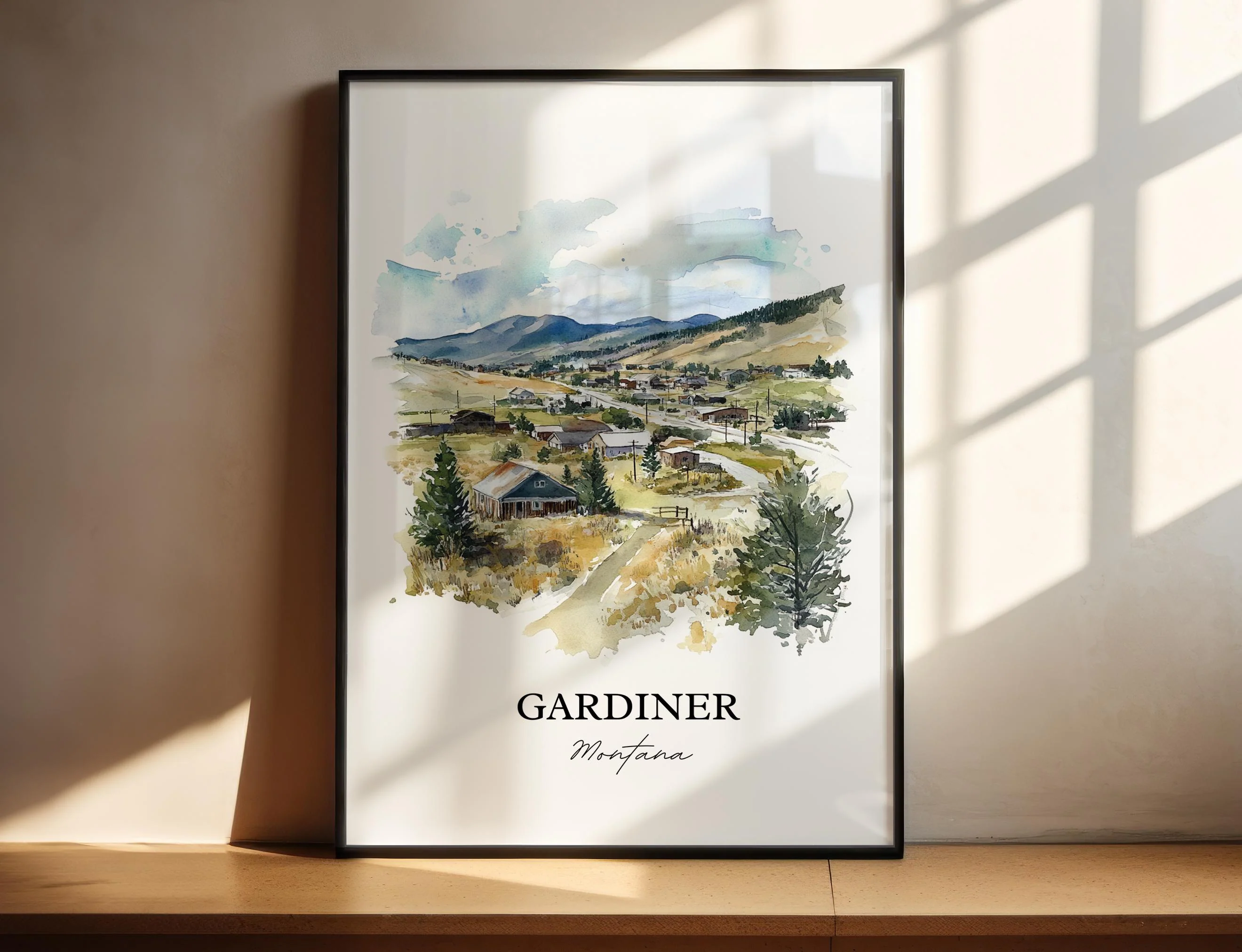 Gardiner, Montana, USA – Watercolor Art Print