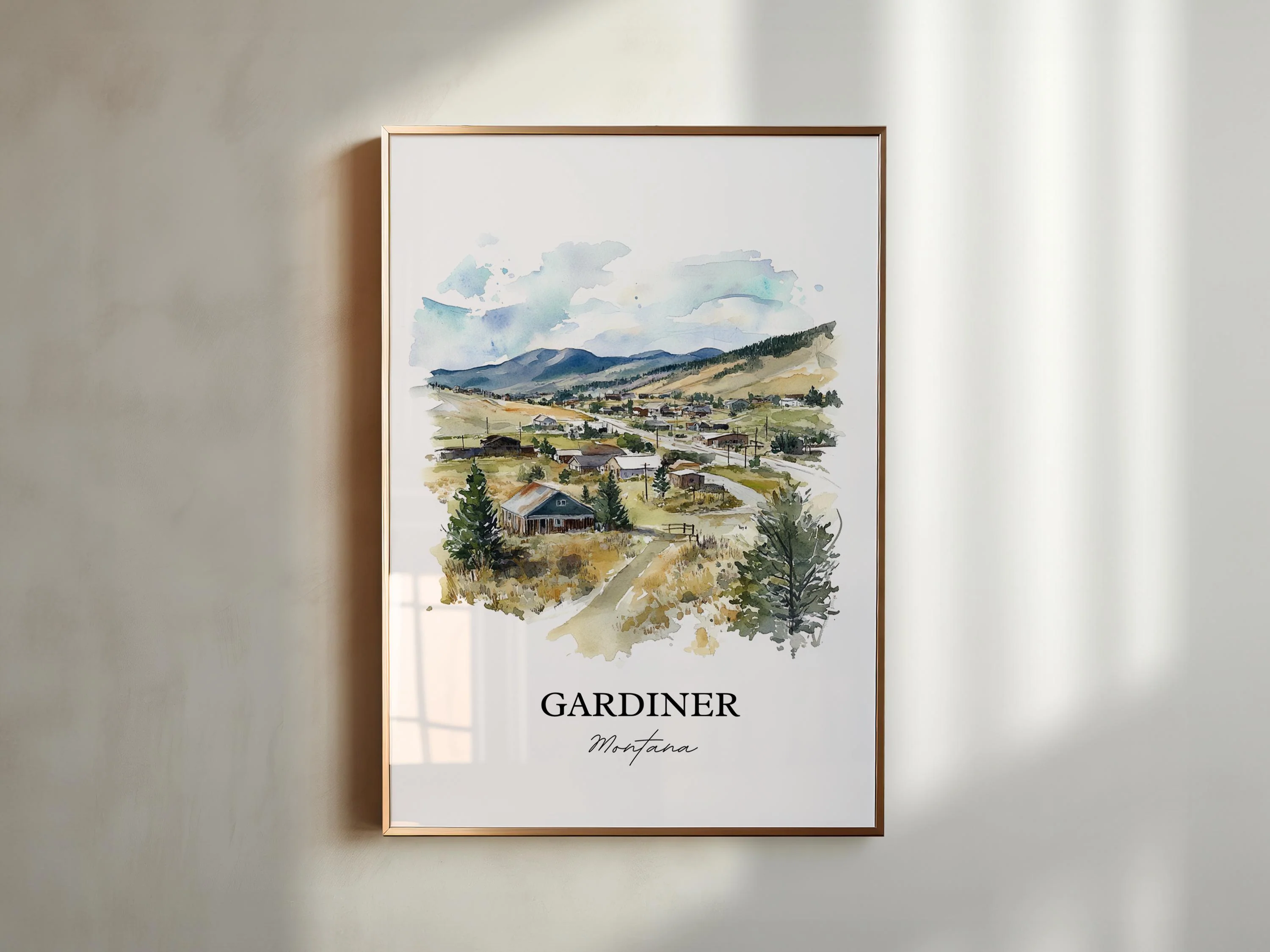 Gardiner, Montana, USA – Watercolor Art Print - Image 4