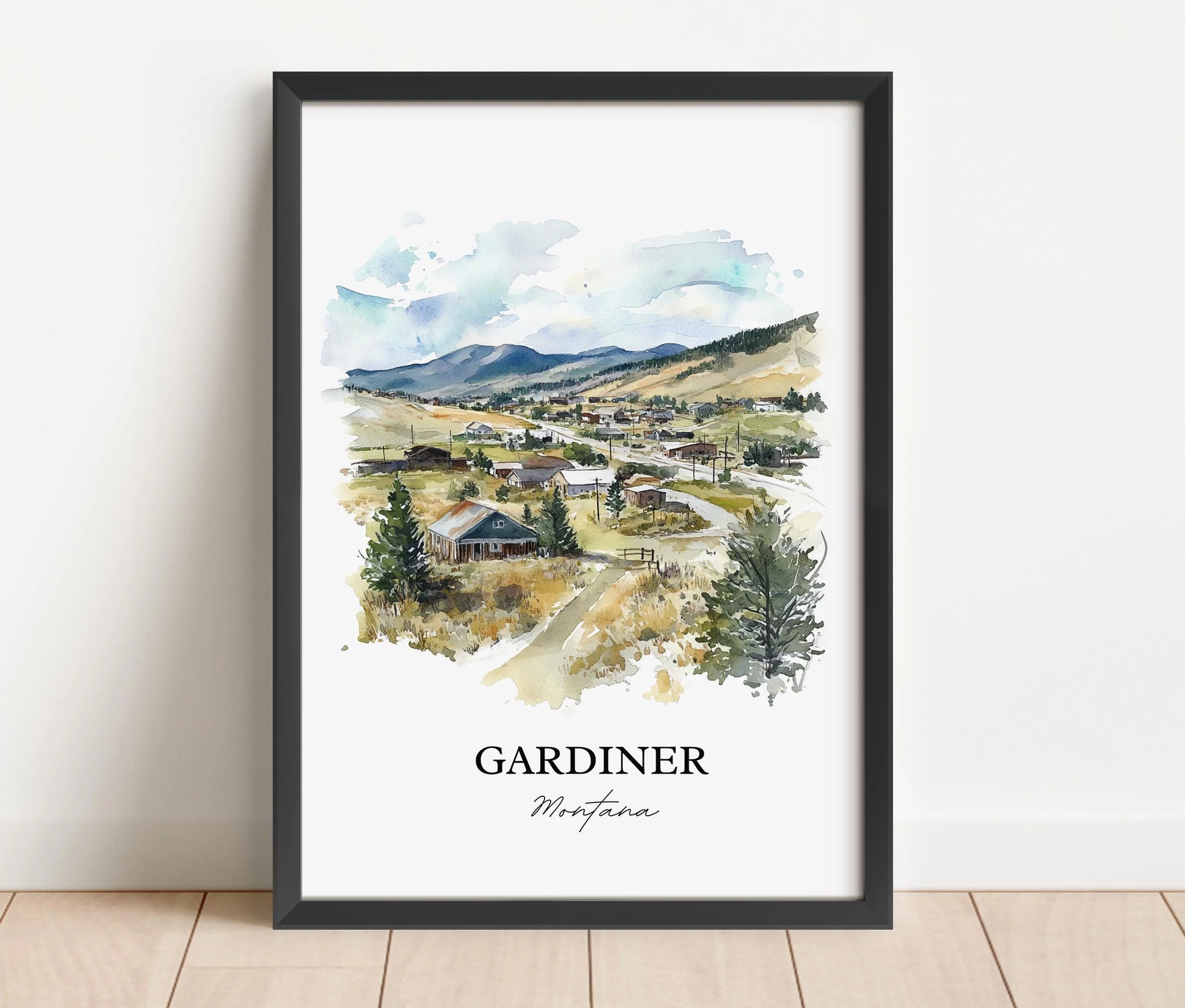 Gardiner, Montana, USA – Watercolor Art Print - Image 6