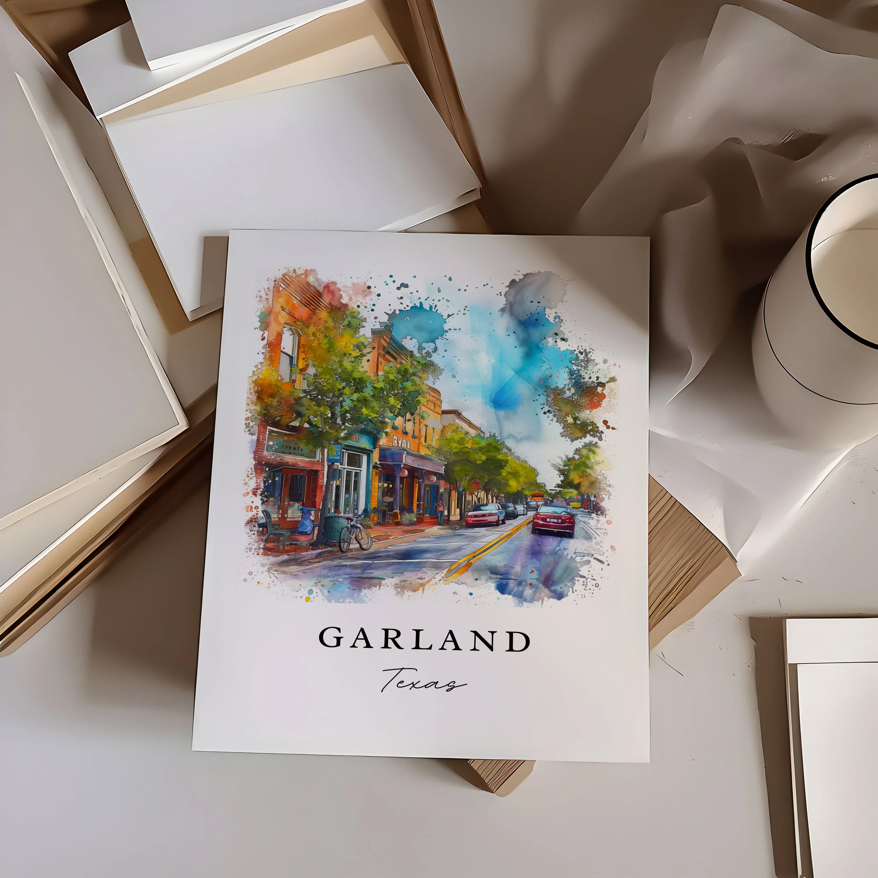 Garland, Texas Watercolor Art Print - Image 2