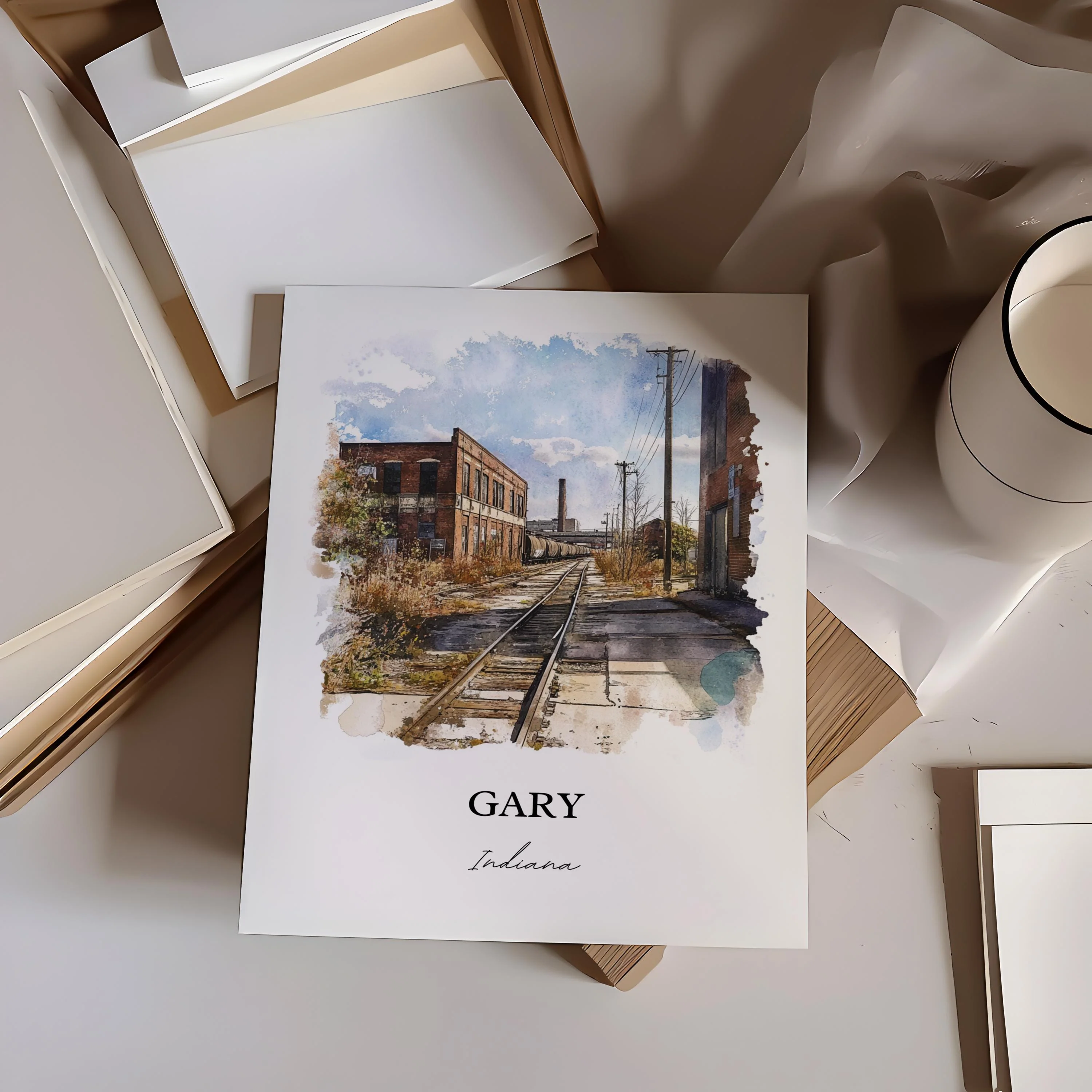 Gary, Indiana – Watercolor Art Print - Image 6