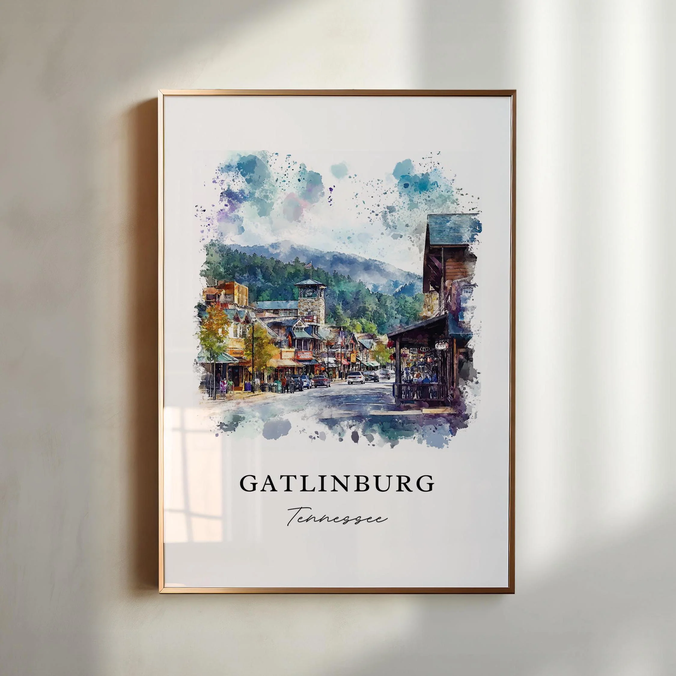 Gatlinburg, USA – Watercolor Art Print of Great Smoky Mountains